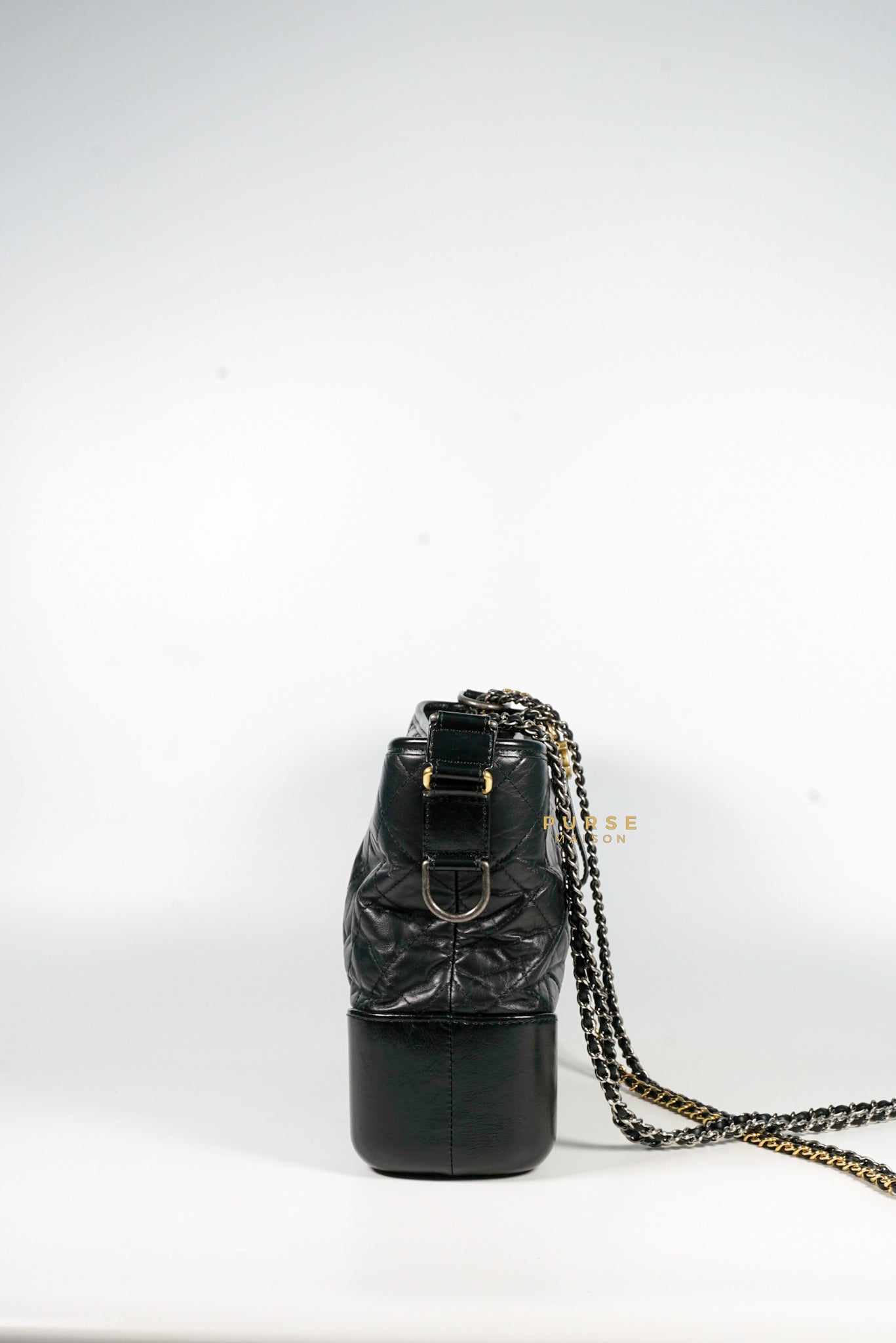 Chanel Gabrielle Medium Hobo Bag in Black Distressed Calfskin Leather & mixed hardware (Series 25)