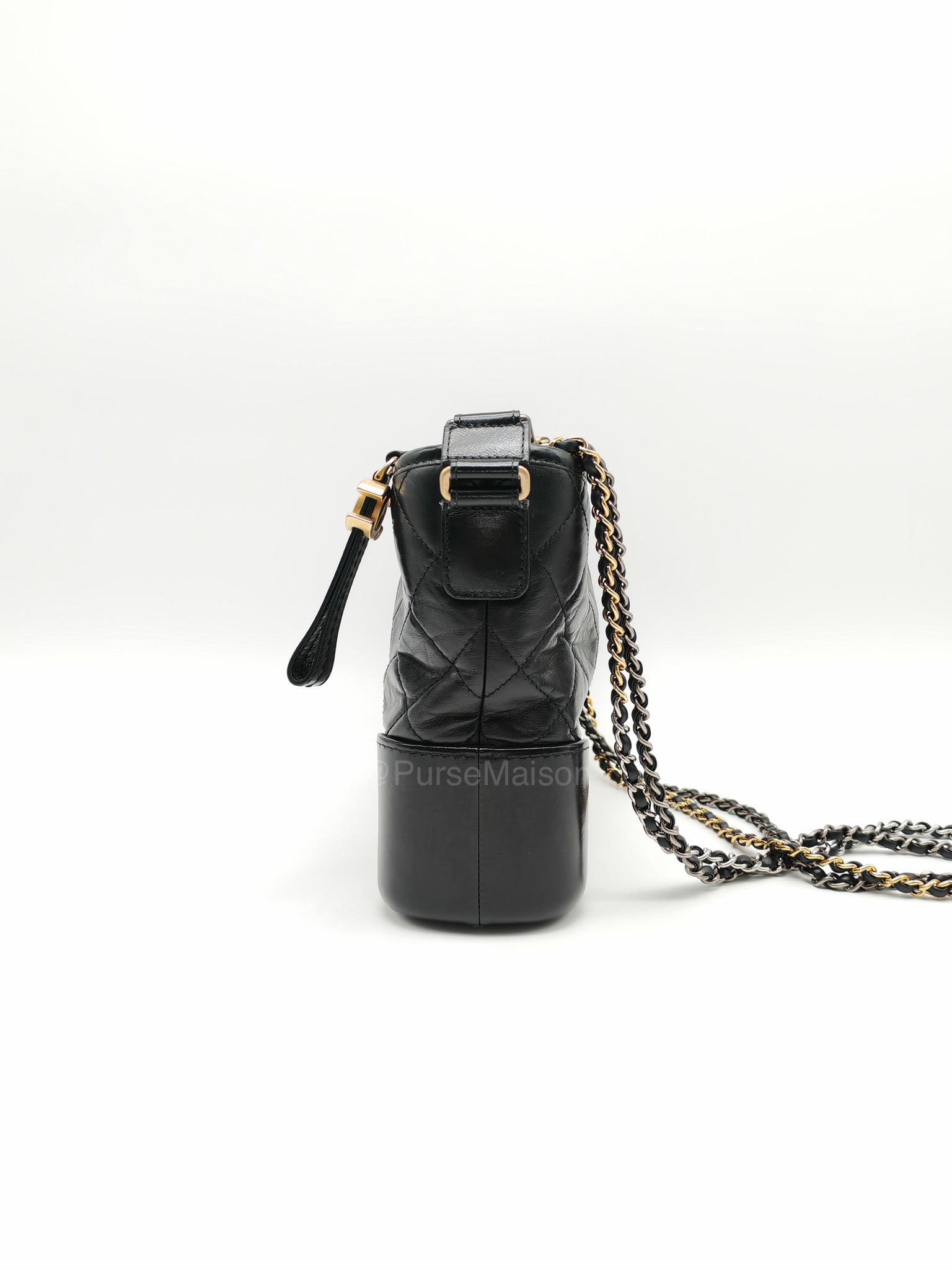 Chanel Gabrielle Medium in Black Quilted Lambskin Leather Hobo Bag in Black Mix Hardware Series 30 | Purse Maison Luxury Bags Shop