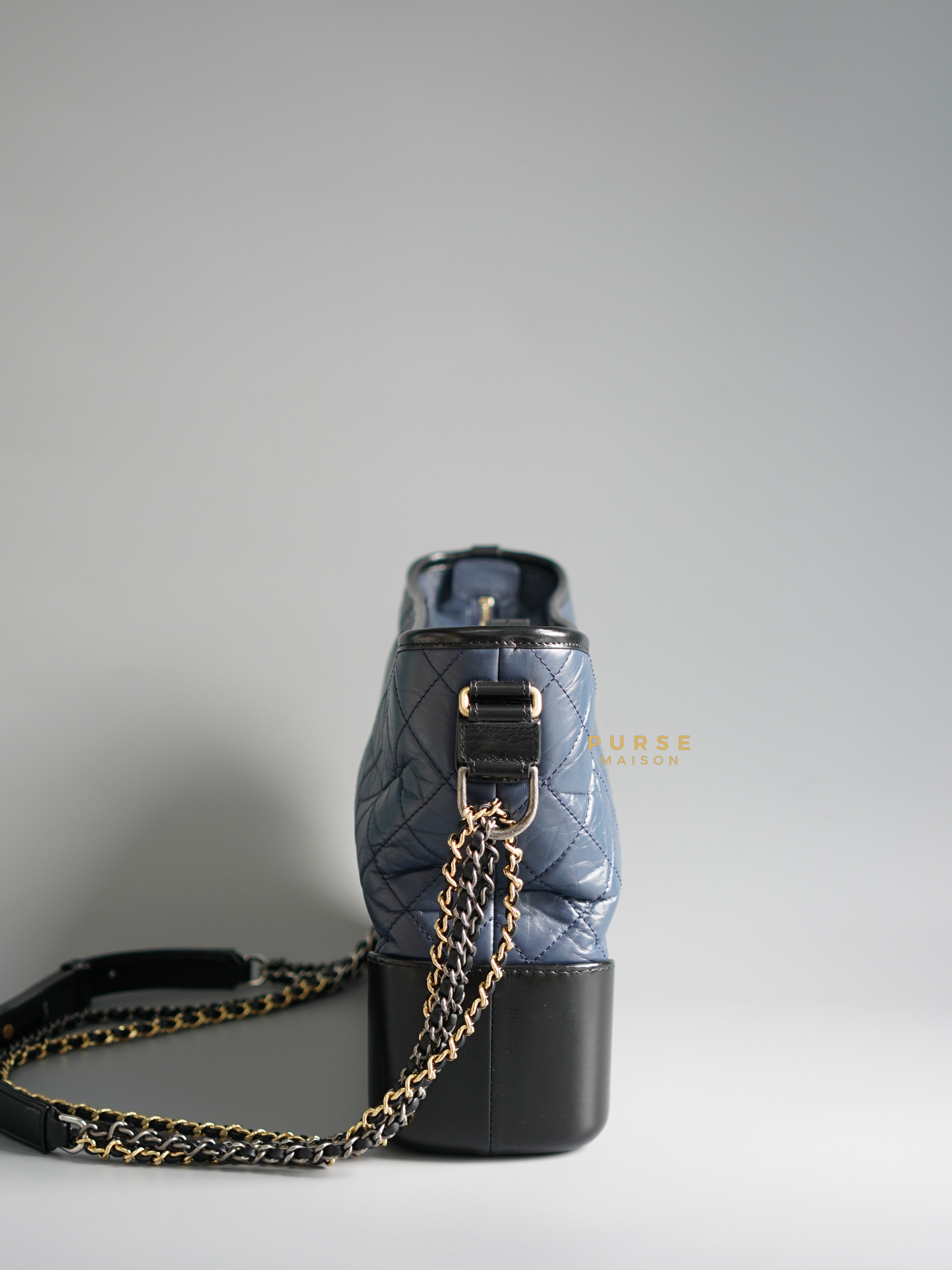 Chanel Gabrielle Old Medium Hobo Bag in Navy Blue Distressed