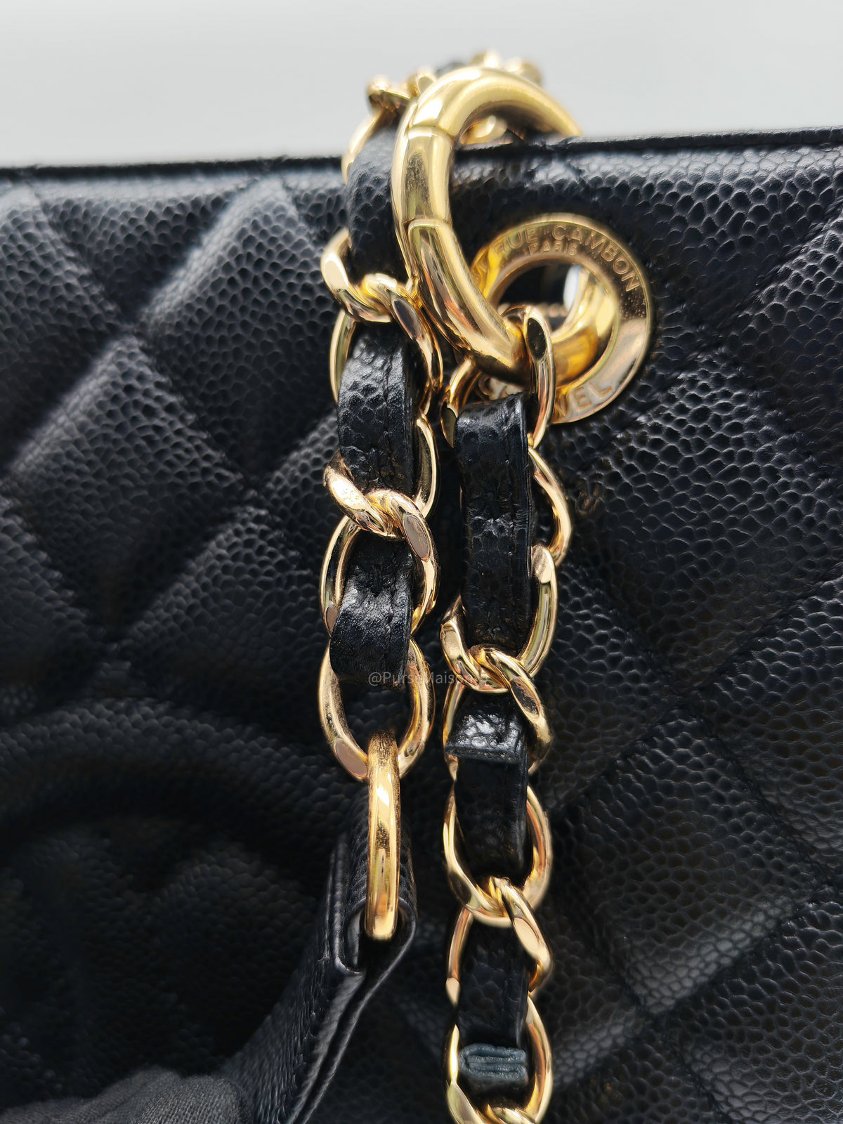 Chanel Grand Shopping Tote Bag (GST) in Black Quilted Caviar Leather and Gold Hardware (Series 19) | Purse Maison Luxury Bags Shop