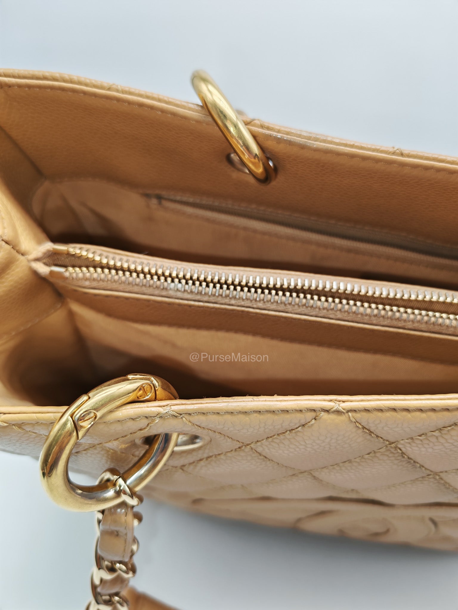 Chanel Grand Shopping Tote Bag (GST) in Dark Beige Caviar Leather Gold Hardware (Series 11) | Purse Maison Luxury Bags Shop
