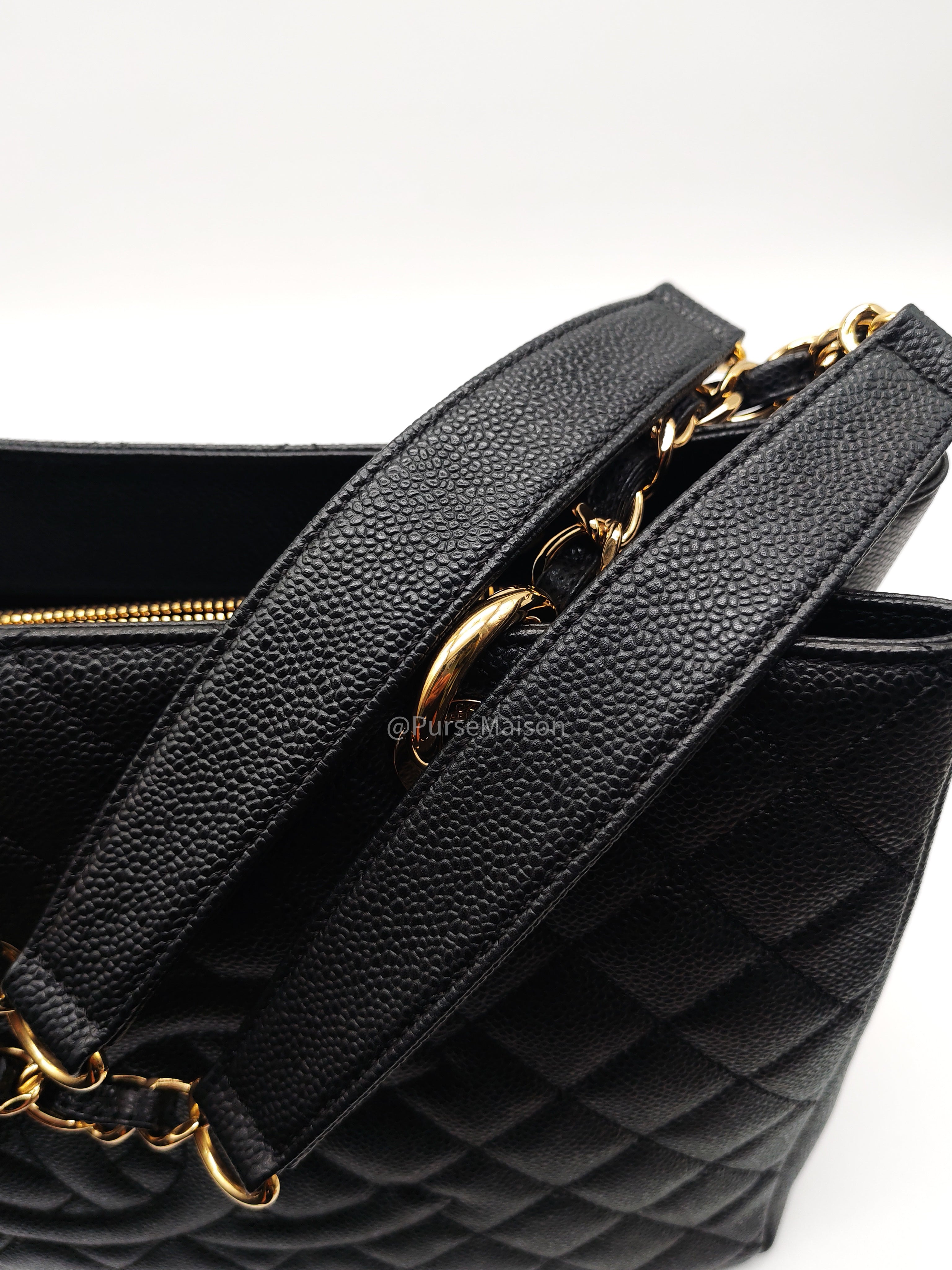 Chanel Grand Shopping Tote (GST) in Black Caviar Leather and Gold Hardware Series 16 | Purse Maison Luxury Bags Shop