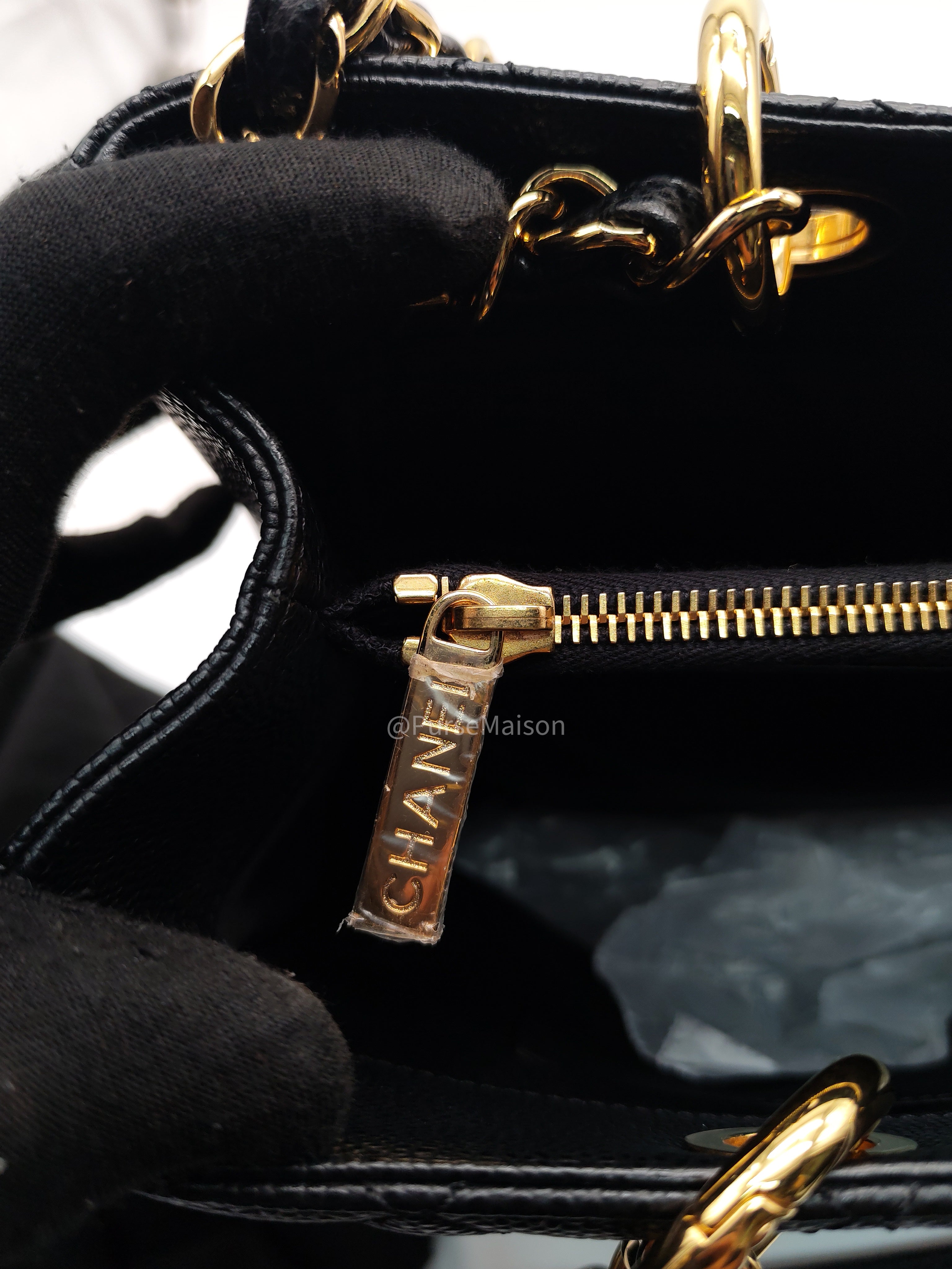 Chanel Grand Shopping Tote (GST) in Black Caviar Leather and Gold Hardware Series 16 | Purse Maison Luxury Bags Shop