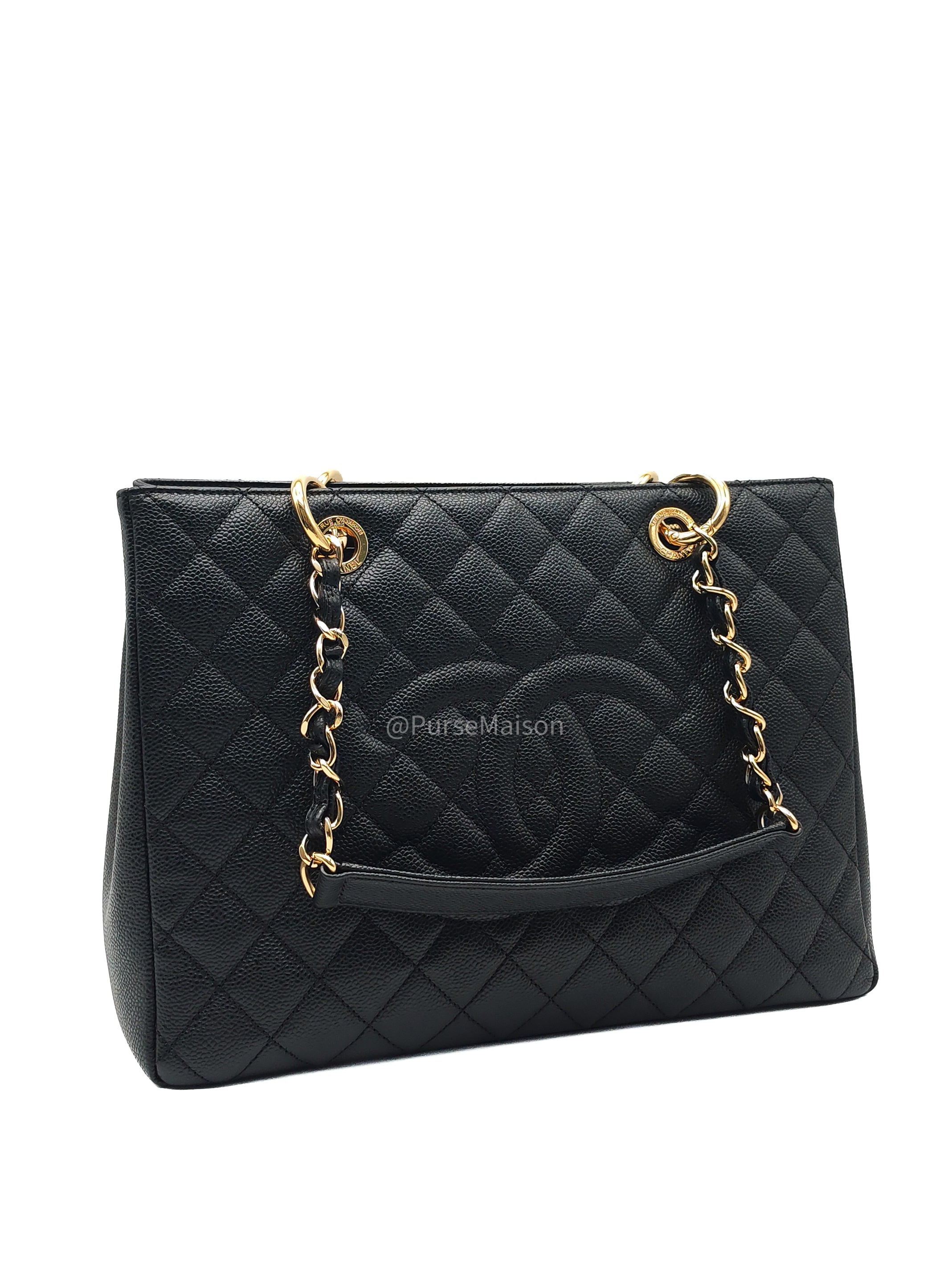 Chanel Grand Shopping Tote (GST) in Black Caviar Leather and Gold Hardware Series 16 | Purse Maison Luxury Bags Shop