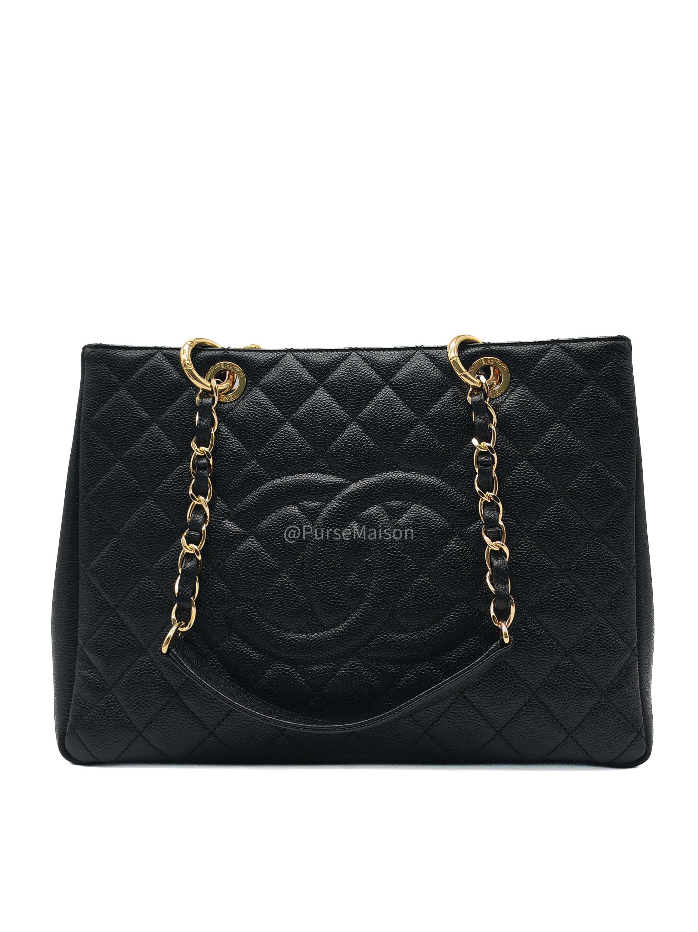 Chanel Grand Shopping Tote (GST) in Black Caviar Leather and Gold Hardware Series 18 | Purse Maison Luxury Bags Shop
