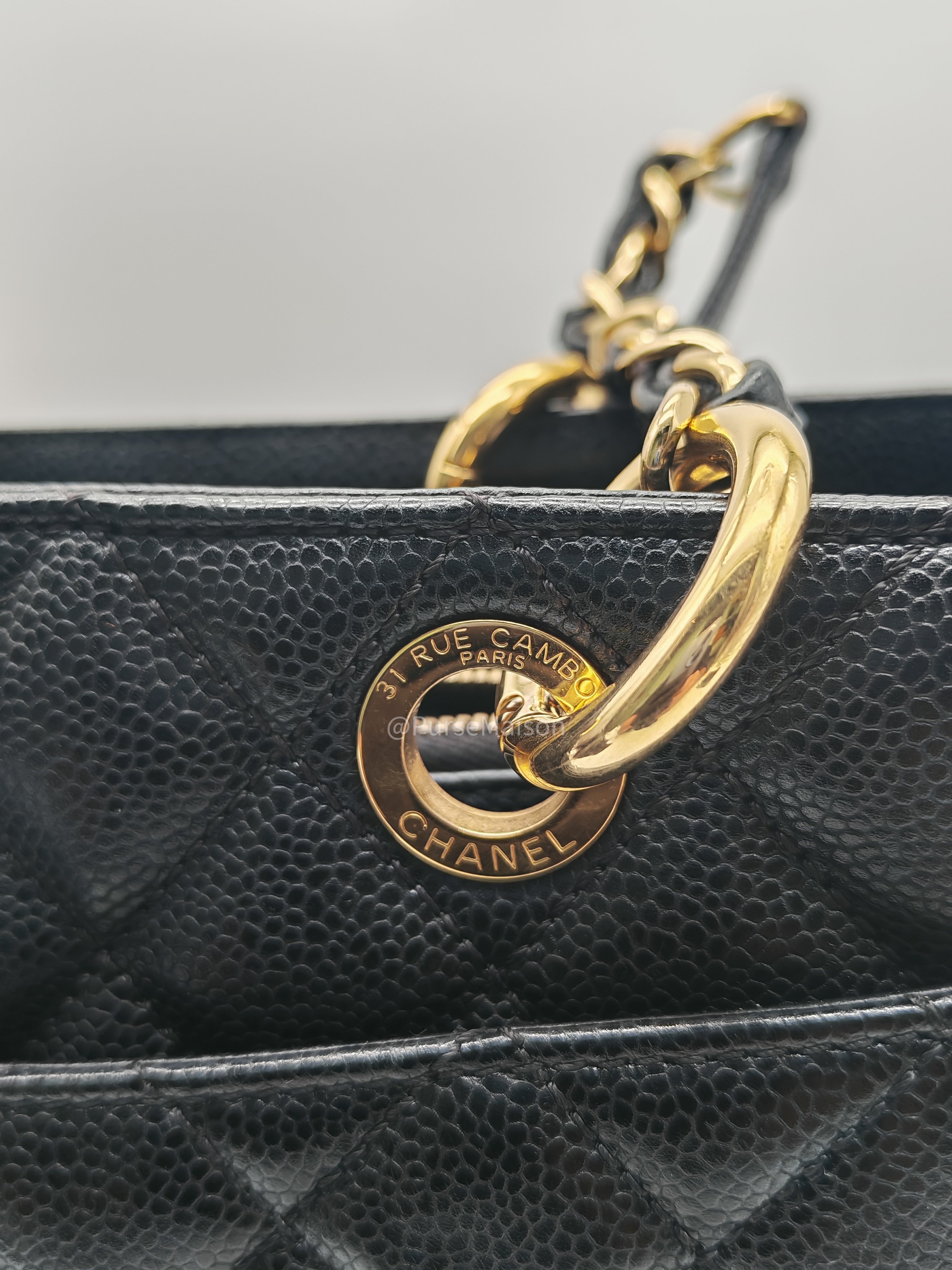 Chanel Grand Shopping Tote (GST) in Black Caviar Leather and Gold Hardware Series 20 | Purse Maison Luxury Bags Shop