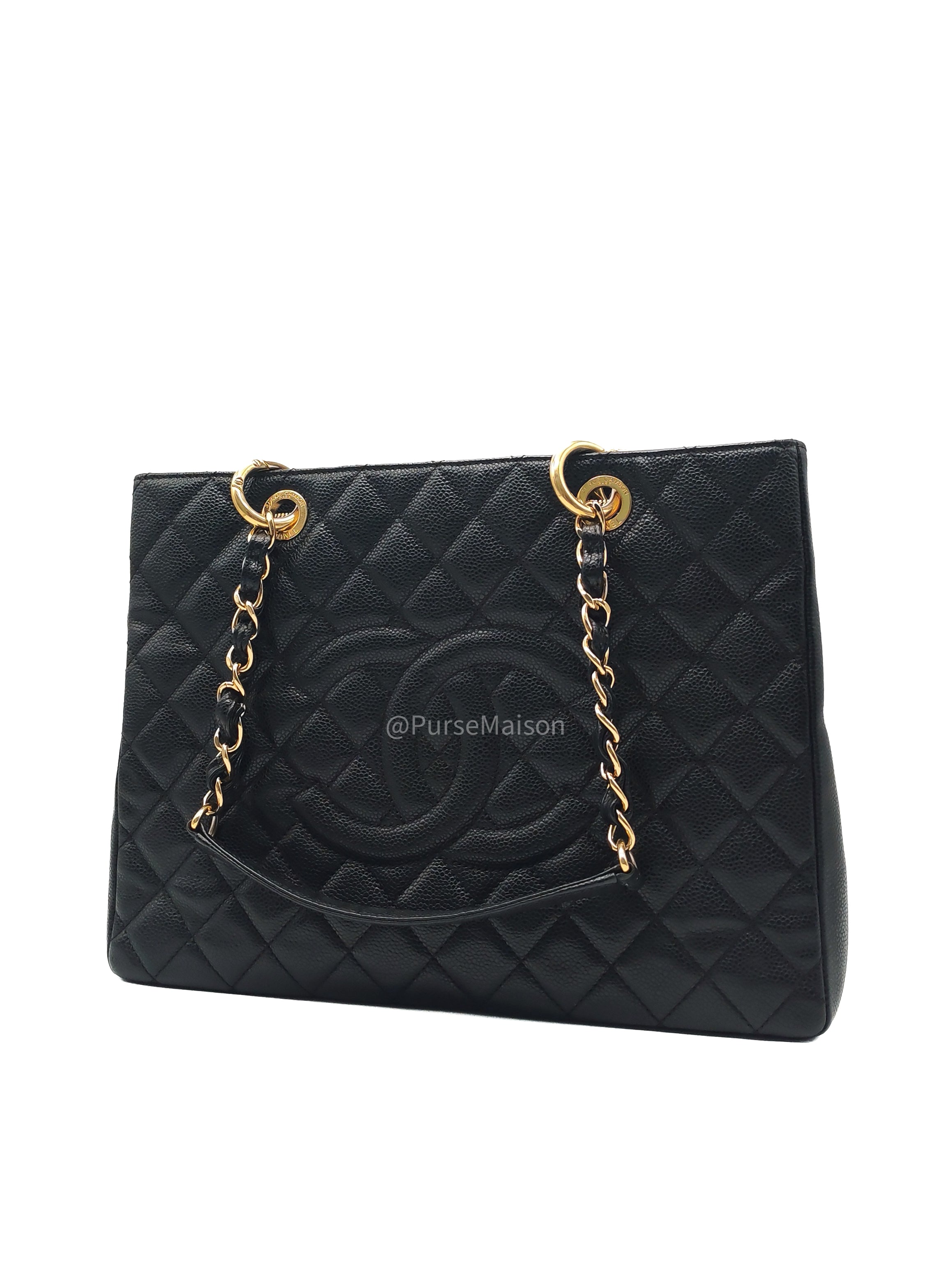 Chanel Grand Shopping Tote (GST) in Black Caviar Leather and Gold Hardware Series 20 | Purse Maison Luxury Bags Shop