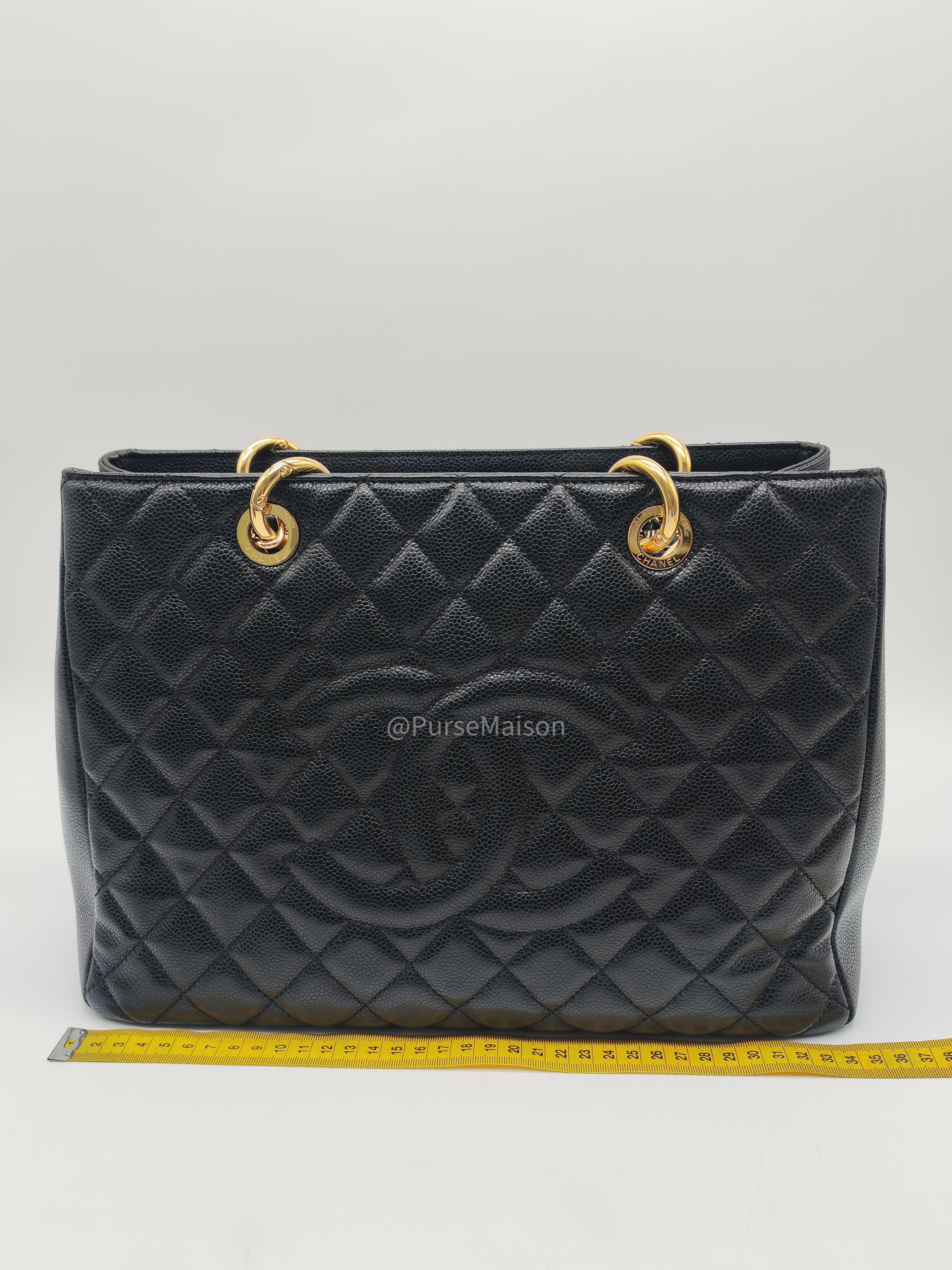 Chanel Grand Shopping Tote (GST) in Black Caviar Leather and Gold Hardware Series 20 | Purse Maison Luxury Bags Shop