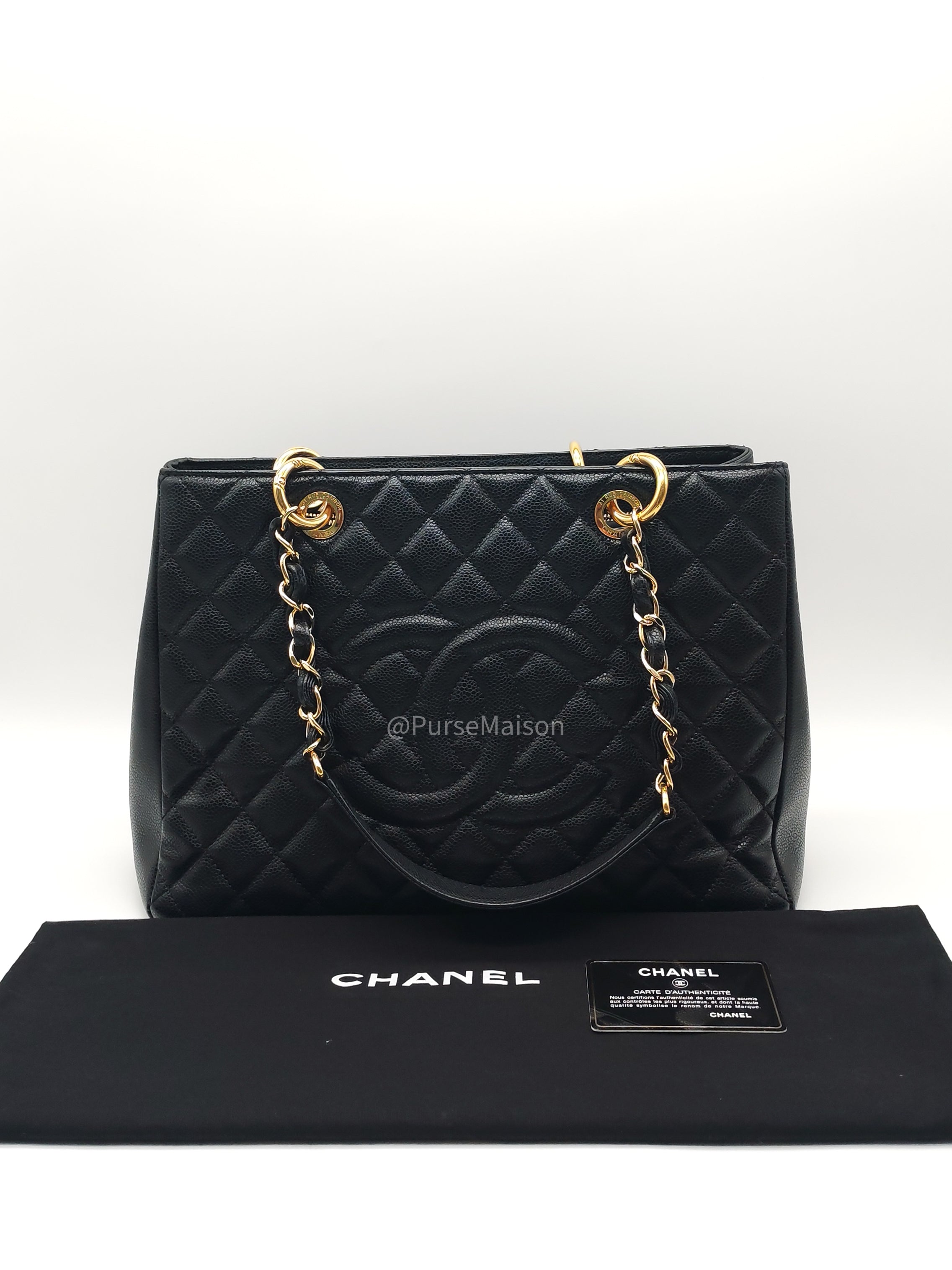 Chanel Grand Shopping Tote (GST) in Black Caviar Leather and Gold Hardware Series 20 | Purse Maison Luxury Bags Shop