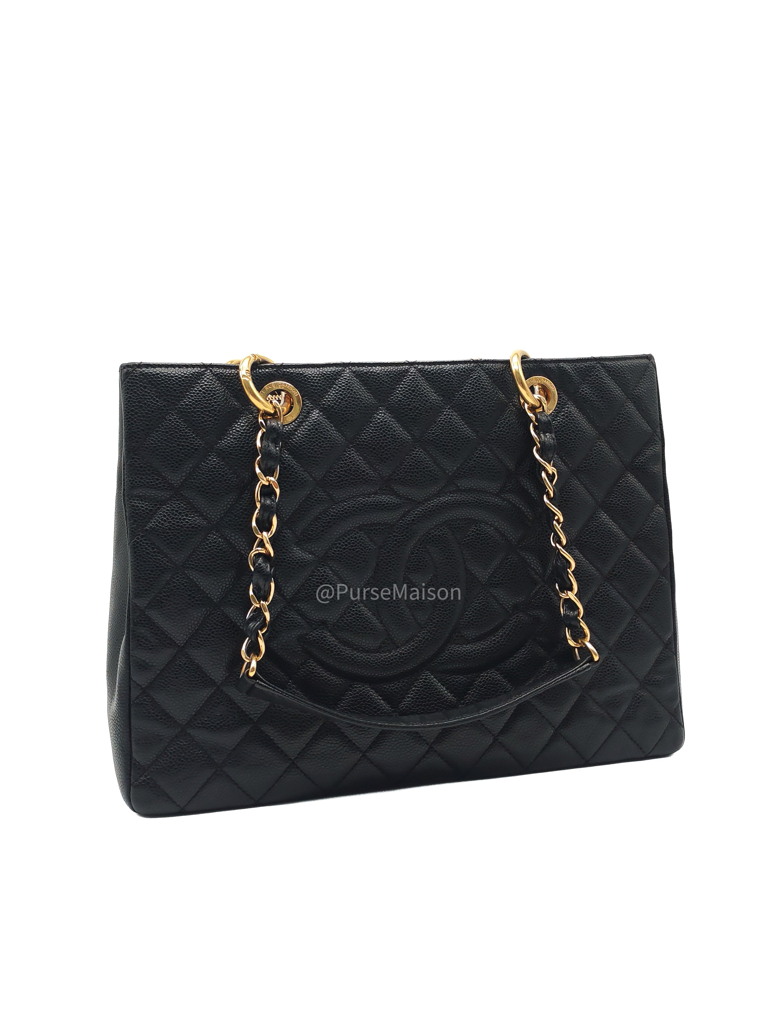 Chanel Grand Shopping Tote (GST) in Black Caviar Leather and Gold Hardware Series 20 | Purse Maison Luxury Bags Shop