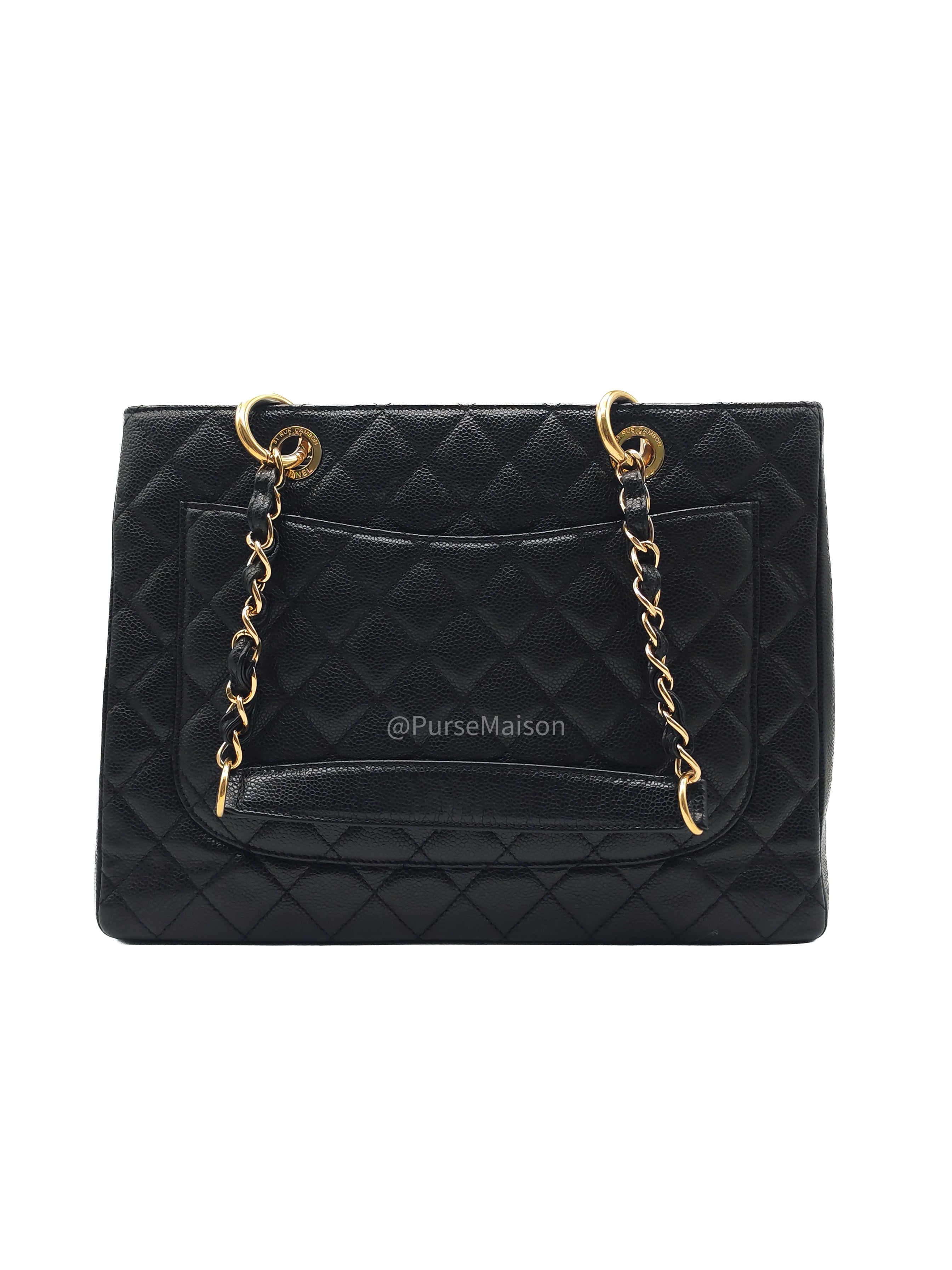 Chanel Grand Shopping Tote (GST) in Black Caviar Leather and Gold Hardware Series 20 | Purse Maison Luxury Bags Shop