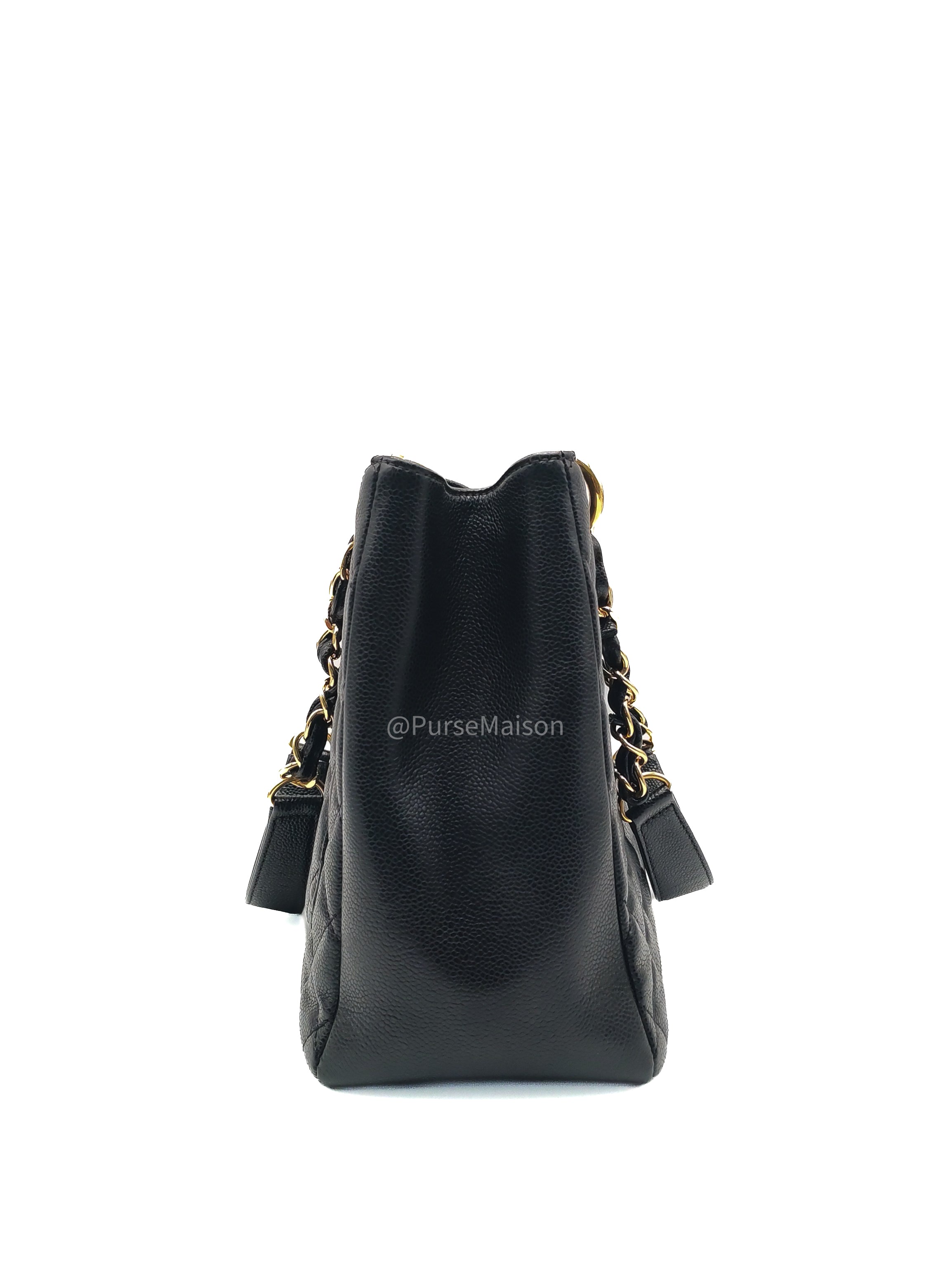 Chanel Grand Shopping Tote (GST) in Black Caviar Leather and Gold Hardware Series 20 | Purse Maison Luxury Bags Shop
