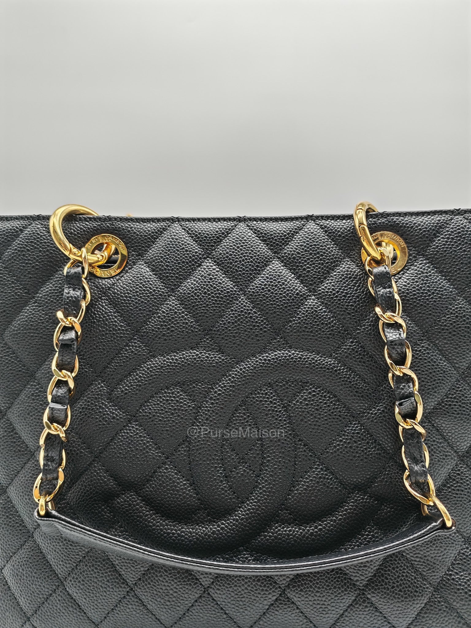 Chanel Grand Shopping Tote (GST) in Black Quilted Caviar Leather and Gold Hardware Series 17 | Purse Maison Luxury Bags Shop