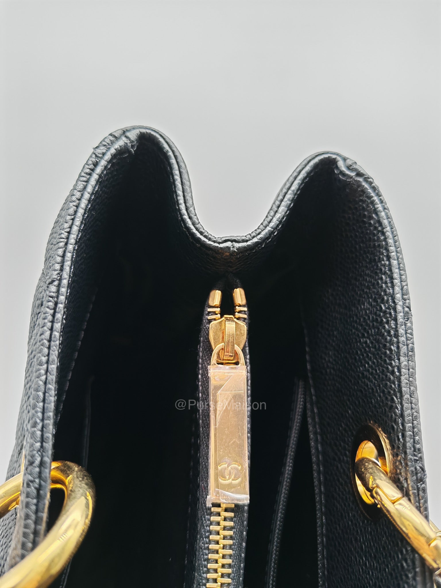 Chanel Grand Shopping Tote (GST) in Black Quilted Caviar Leather and Gold Hardware Series 17 | Purse Maison Luxury Bags Shop