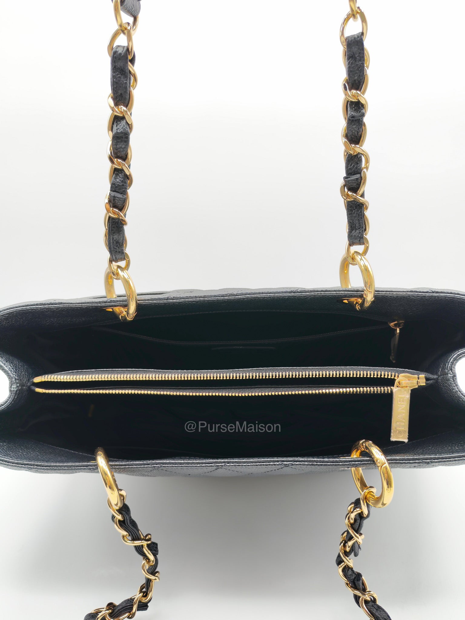 Chanel Grand Shopping Tote (GST) in Black Quilted Caviar Leather and Gold Hardware Series 17 | Purse Maison Luxury Bags Shop