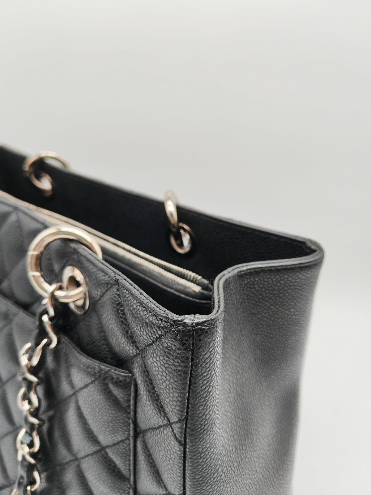 Chanel Grand Shopping Tote (GST) in Black Quilted Caviar Leather and Silver Hardware Series 19 | Purse Maison Luxury Bags Shop