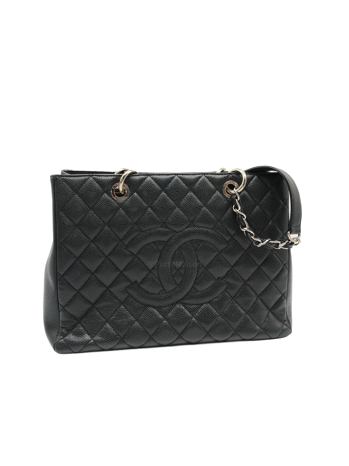 Chanel Grand Shopping Tote (GST) in Black Quilted Caviar Leather and Silver Hardware Series 19 | Purse Maison Luxury Bags Shop