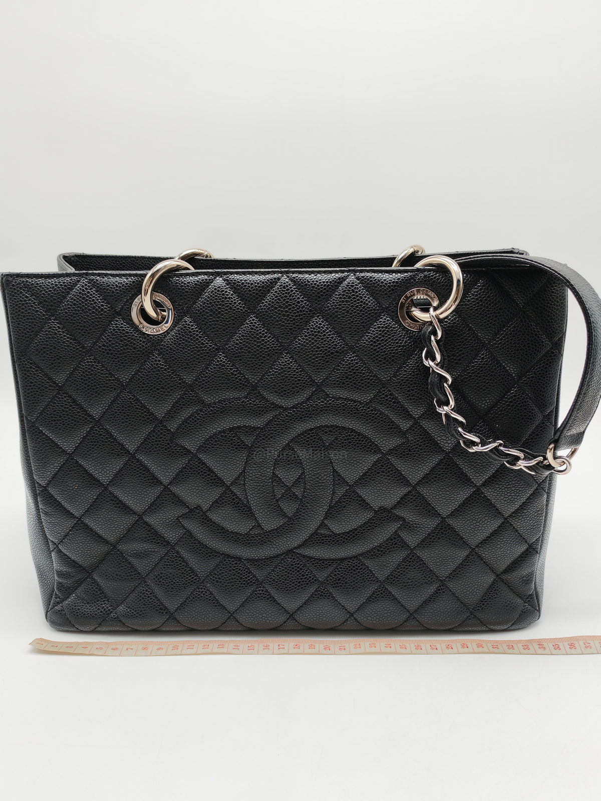 Chanel Grand Shopping Tote (GST) in Black Quilted Caviar Leather and Silver Hardware Series 19 | Purse Maison Luxury Bags Shop