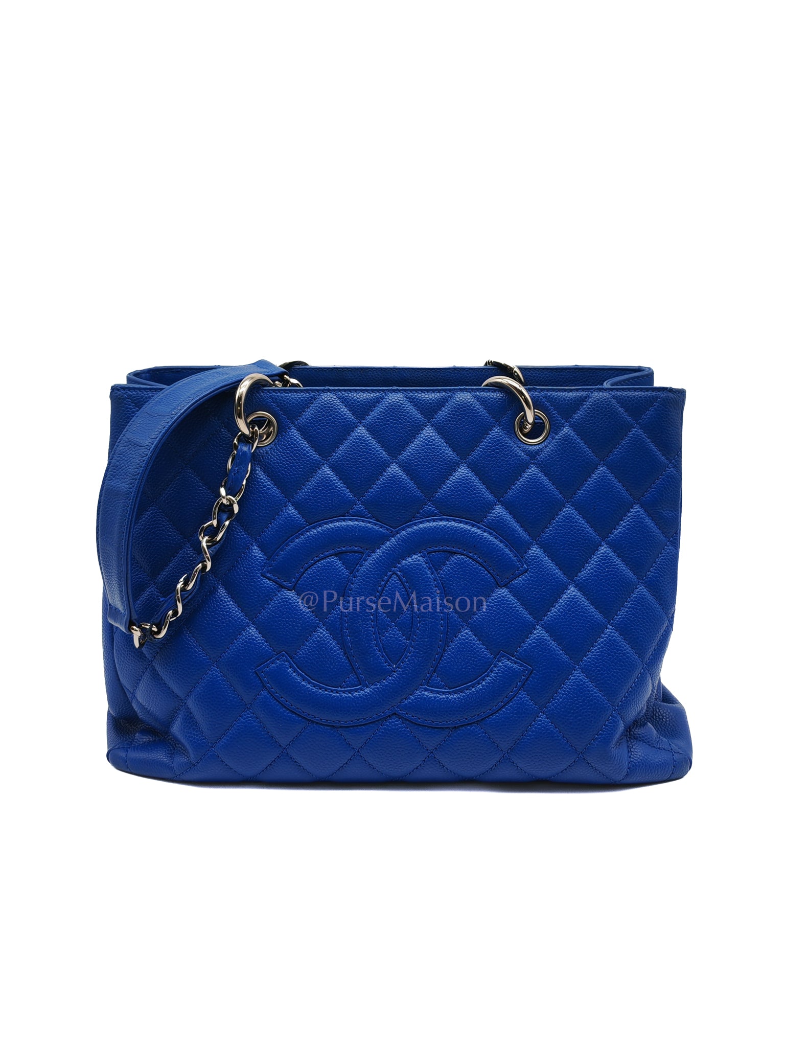 Grand Shopping Tote (GST) in Blue Caviar Leather and Silver Hardware Series 13 | Purse Maison Luxury Bags Shop