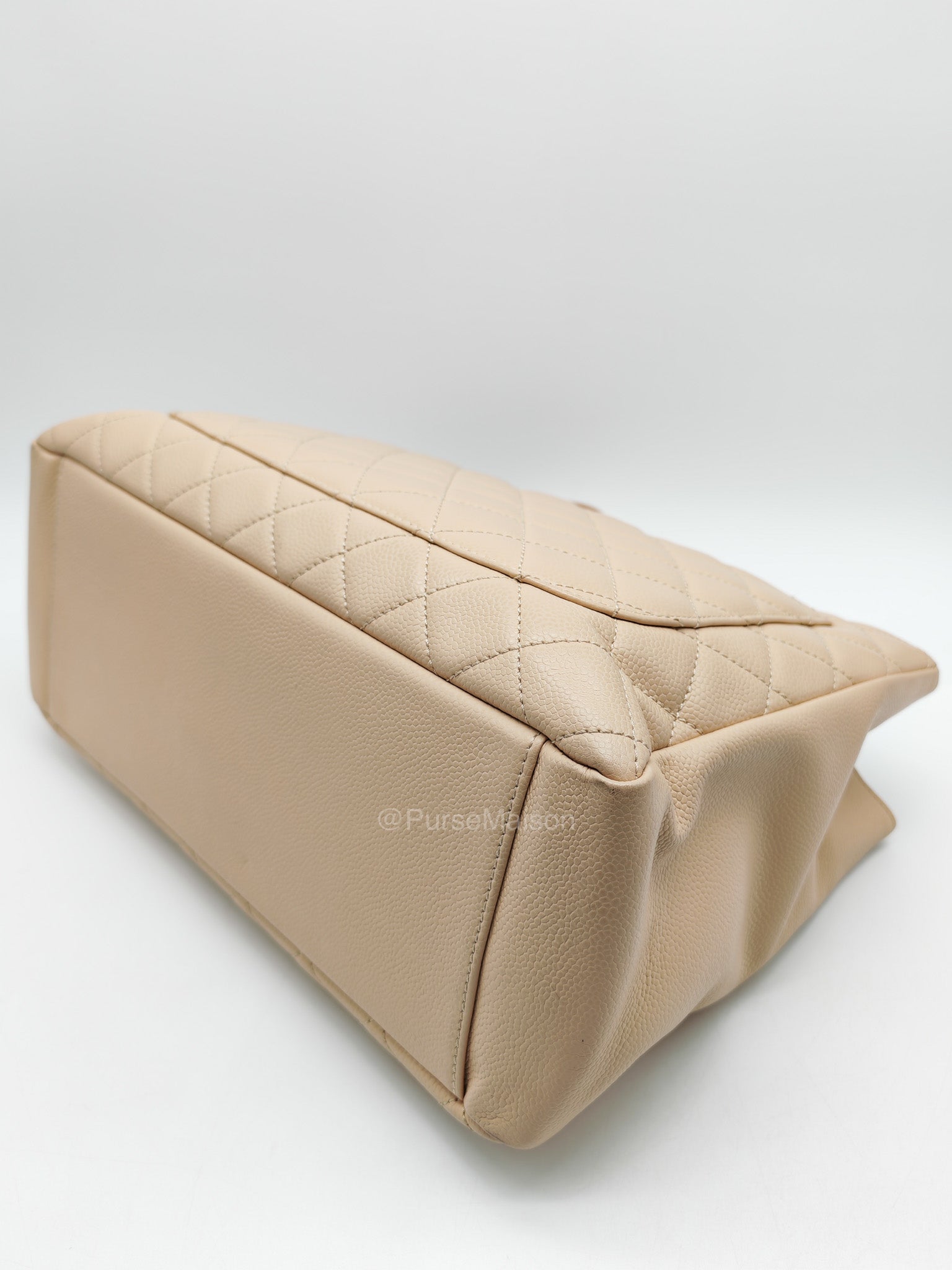 Chanel Grand Shopping Tote in Beige Quilted Caviar Leather and Gold Hardware Series 16 | Purse Maison Luxury Bags Shop