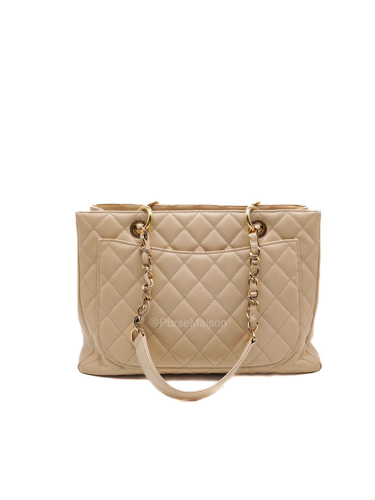 Chanel Grand Shopping Tote in Beige Quilted Caviar Leather and Gold Hardware Series 16 | Purse Maison Luxury Bags Shop