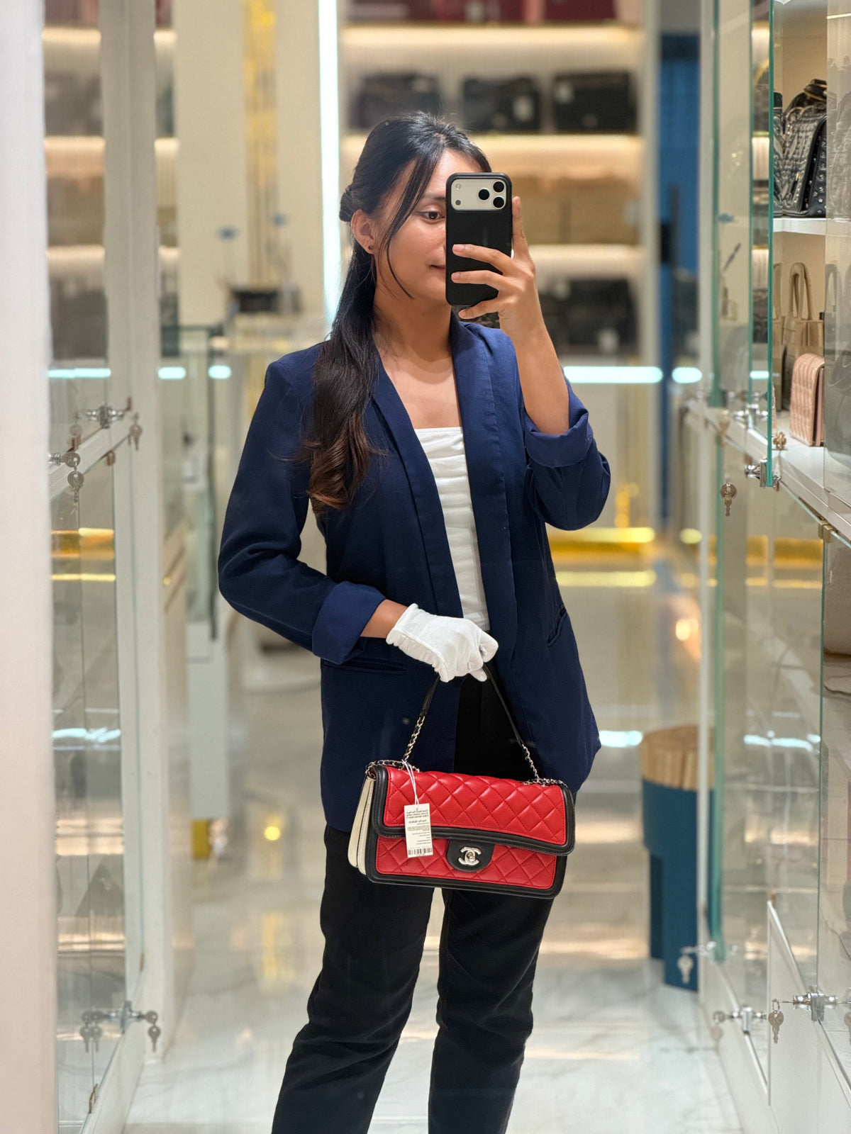 Chanel Graphic Flap Bag in Tri-Color Lambskin Leather & Silver Hardware Series 17 | Purse Maison Luxury Bags Shop