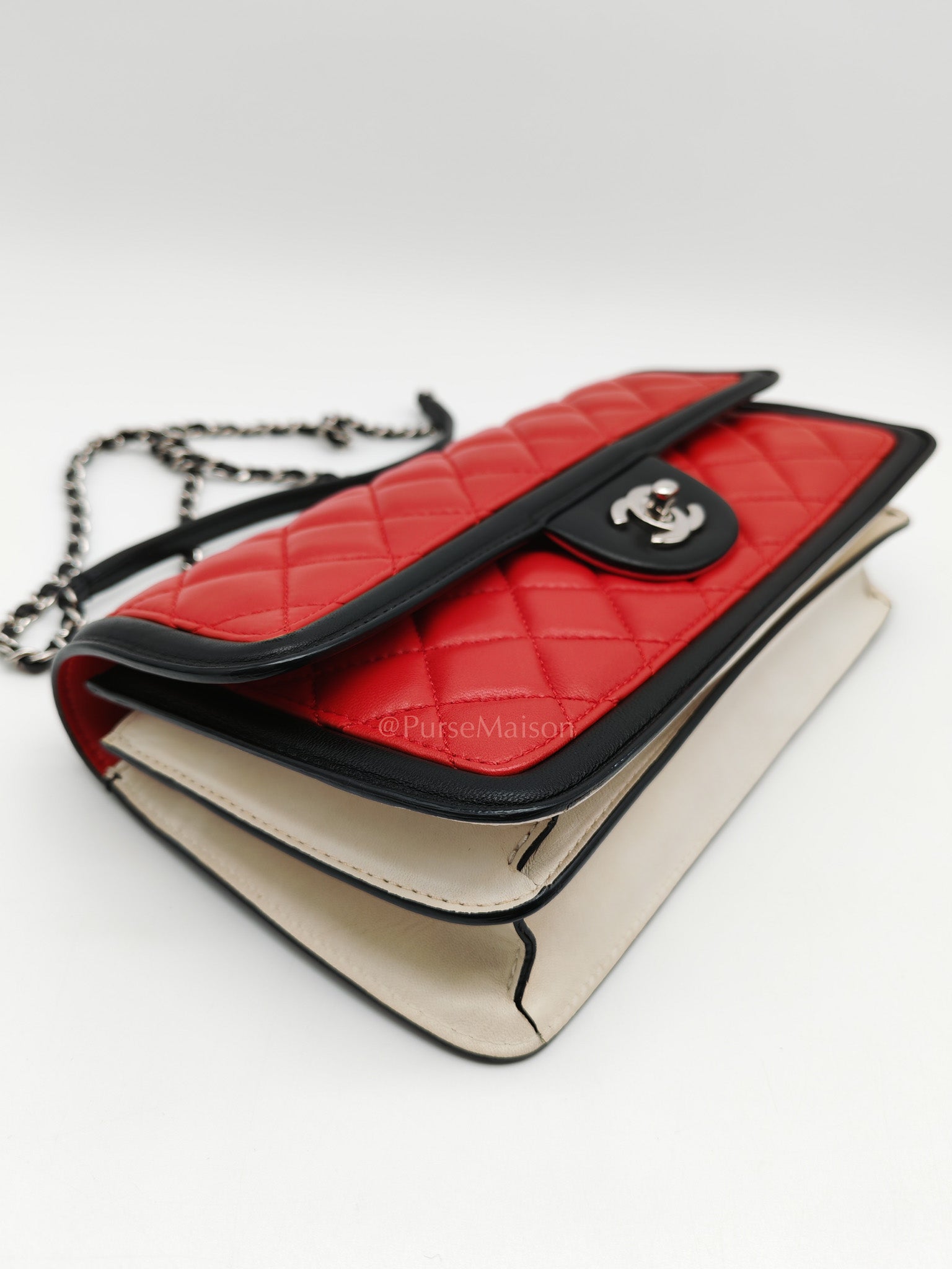 Chanel Graphic Flap Bag in Tri-Color Lambskin Leather & Silver Hardware Series 17 | Purse Maison Luxury Bags Shop
