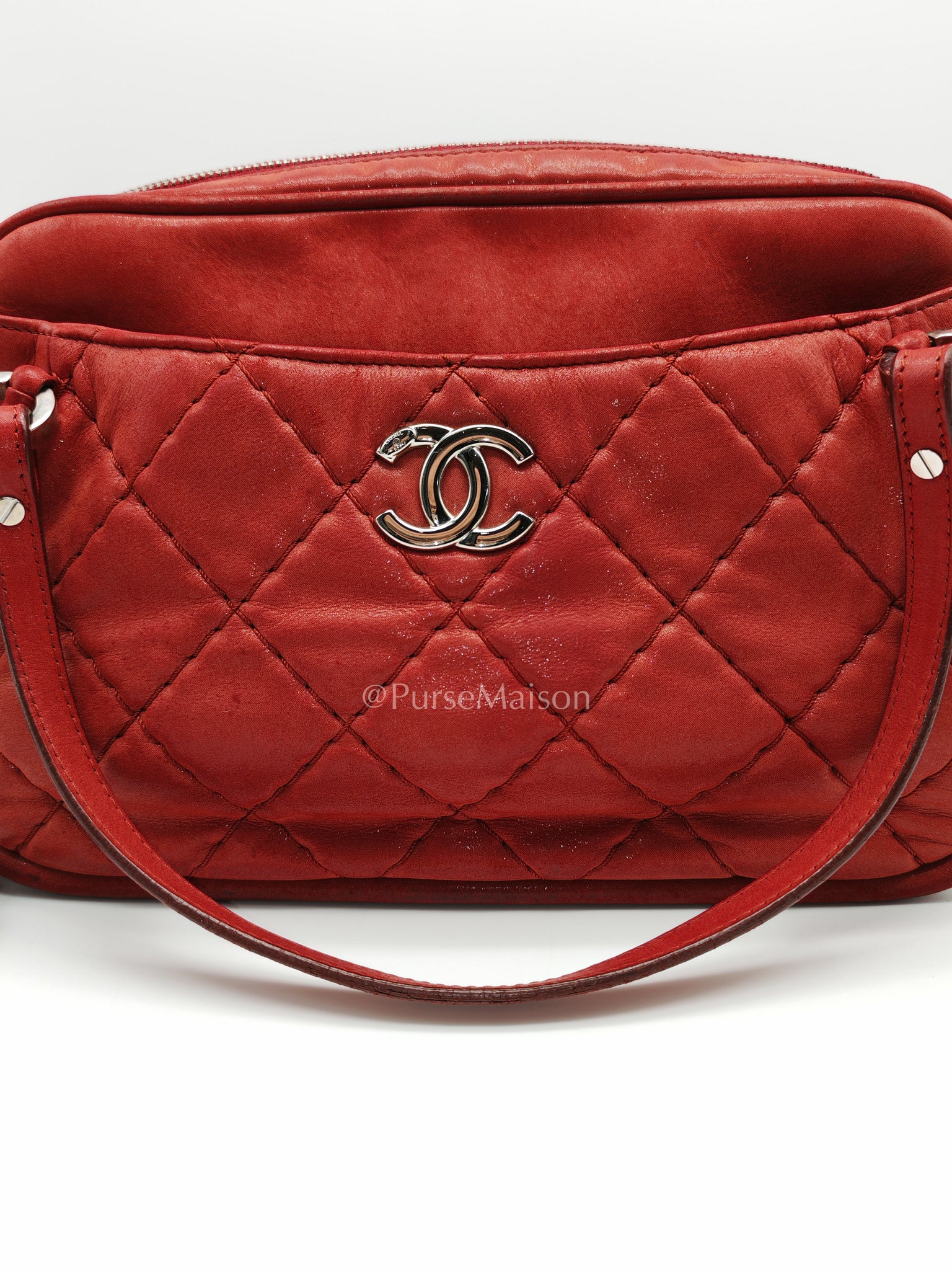 Chanel Iridescent Quilted Calfskin Leather Camera Bag and Silver Hardware Series 16 | Purse Maison Luxury Bags Shop