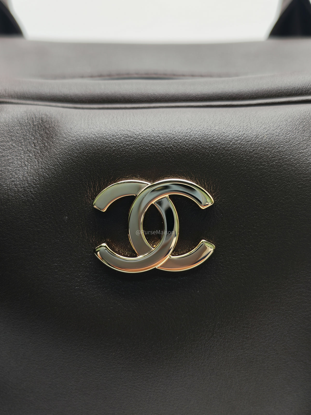 Chanel Large Bowling Bag in Dark Brown Calfskin Leather and Gold Hardware (Microchip) | Purse Maison Luxury Bags Shop