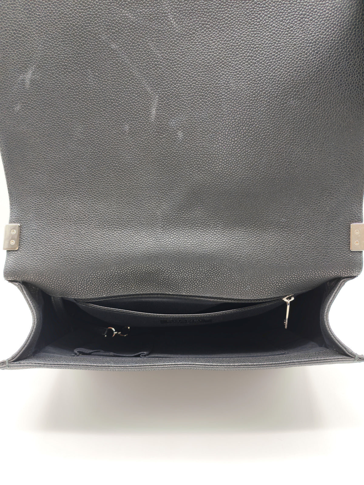 Chanel Le Boy Large in Black Quilted Caviar Leather and Silver Hardware Series 17 | Purse Maison Luxury Bags Shop