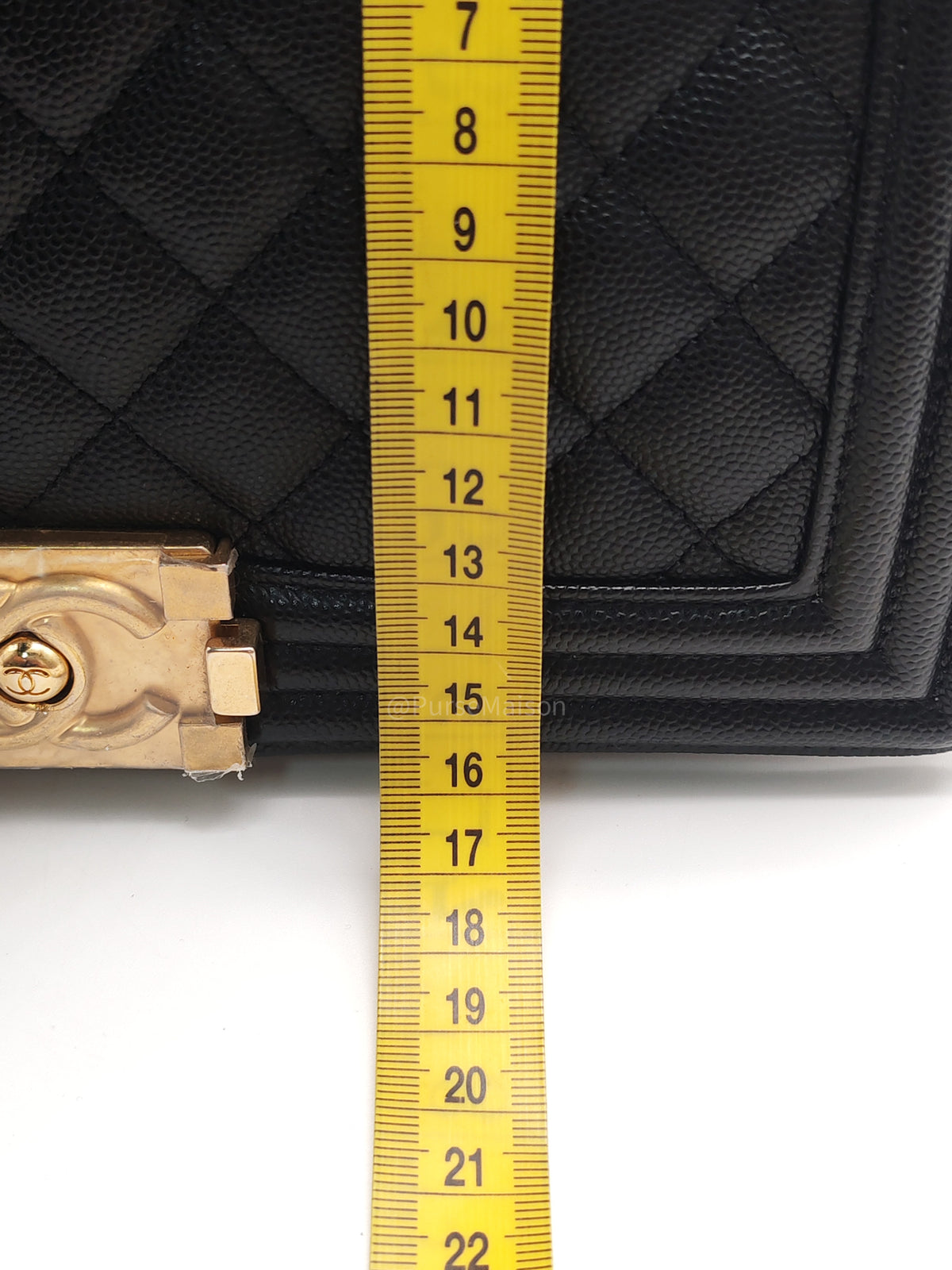 Chanel Le Boy Old Medium in Black Caviar Leather Aged Gold Hardware Microchip (AN****TG) | Purse Maison Luxury Bags Shop