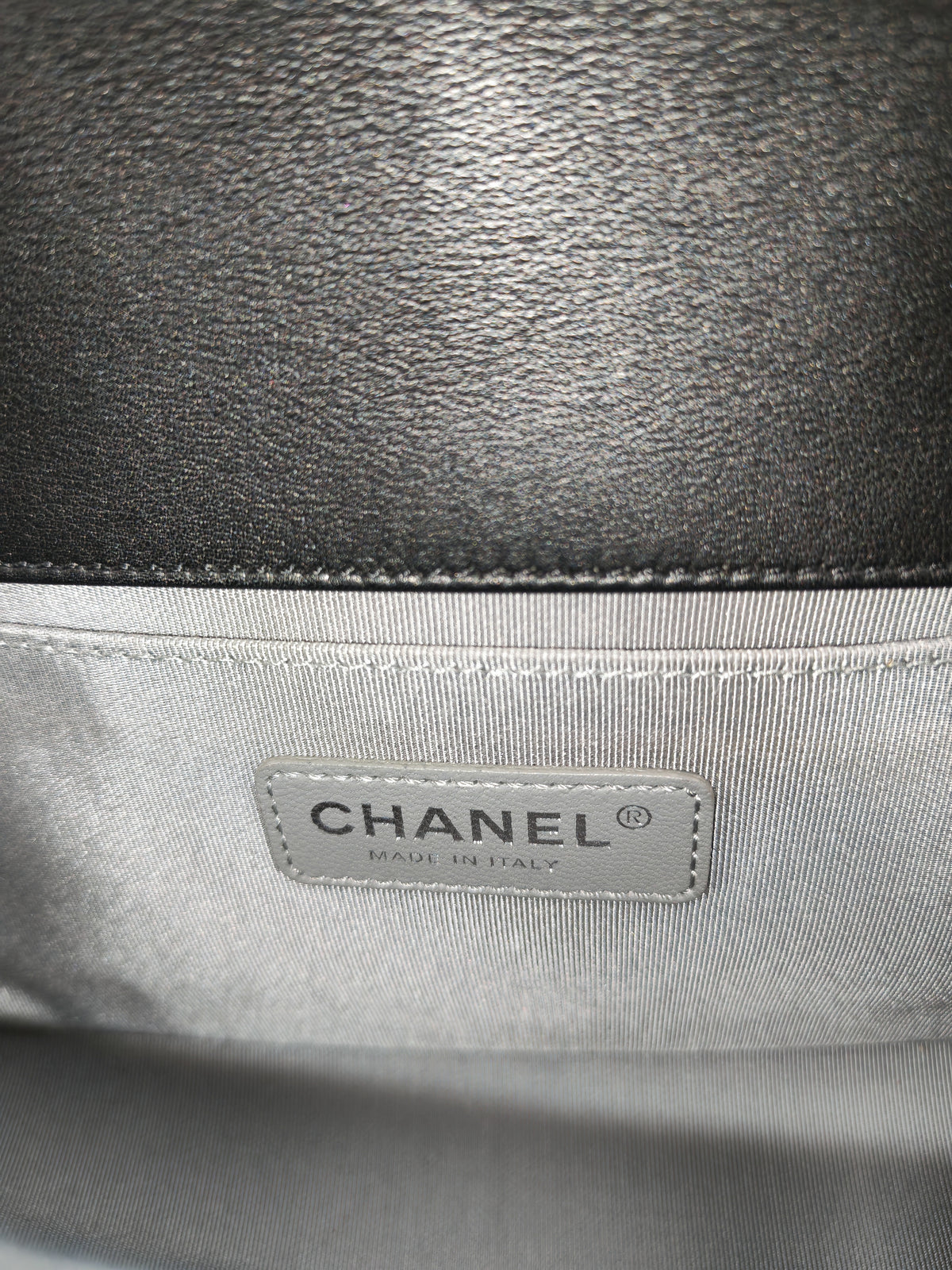 Chanel Le Boy Old Medium in Black Chevron Quilted Calfskin Leather Silver Hardware (Series 22) | Purse Maison Luxury Bags Shop