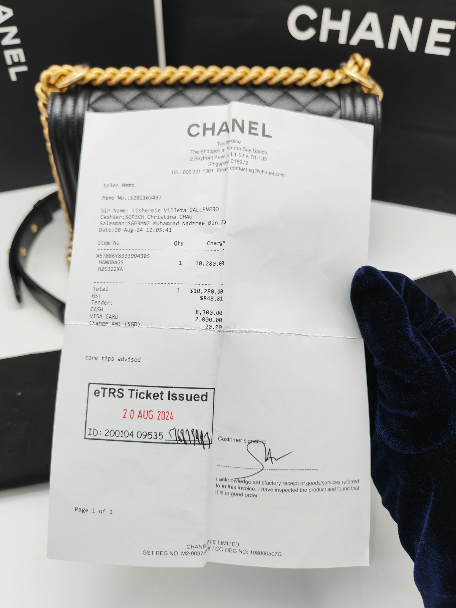 Chanel Le Boy Old Medium in Black Quilted Caviar Leather and Aged Gold Hardware Microchip | Purse Maison Luxury Bags Shop