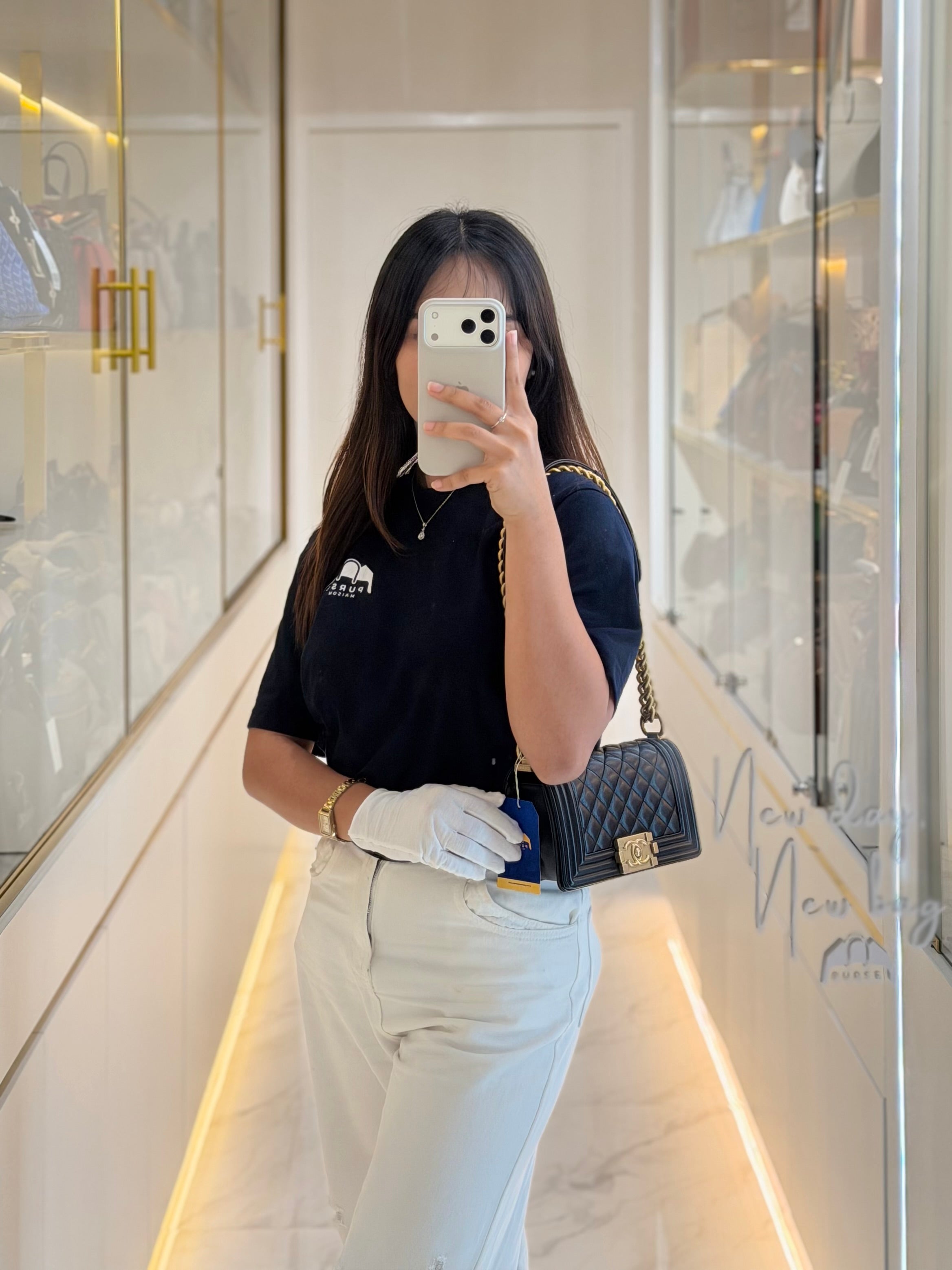 Le Boy Small Black Caviar Leather in Aged Gold Hardware (Series 27) | Purse Maison Luxury Bags Shop