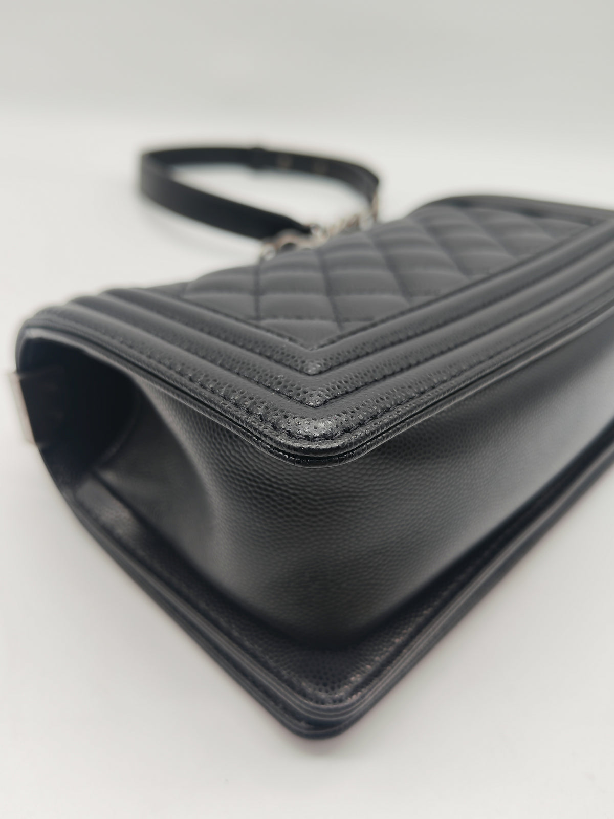 Chanel Le Boy Small in Black Quilted Caviar Leather and Ruthenium Hardware Microchip (TK***XA) | Purse Maison Luxury Bags Shop