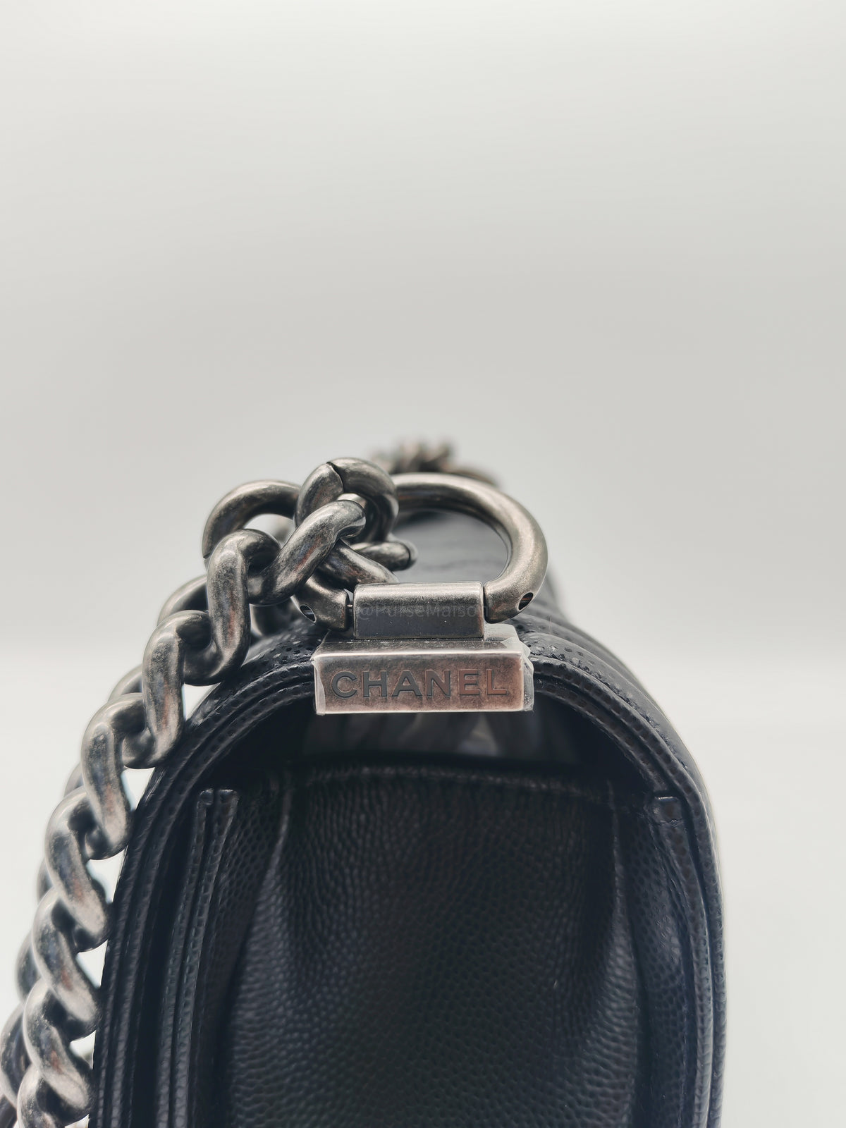Chanel Le Boy Small in Black Quilted Caviar Leather and Ruthenium Hardware Microchip (TK***XA) | Purse Maison Luxury Bags Shop