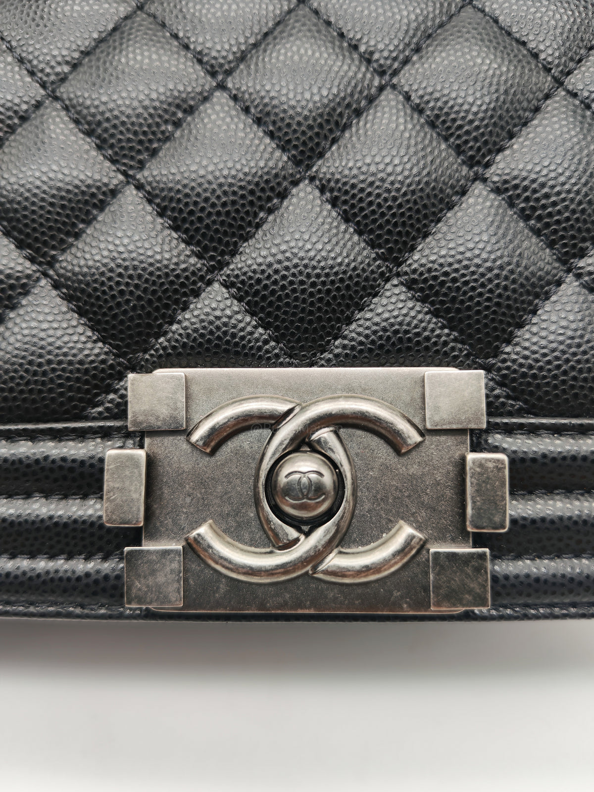 Chanel Le Boy Small in Black Quilted Caviar Leather and Ruthenium Hardware Microchip (TK***XA) | Purse Maison Luxury Bags Shop