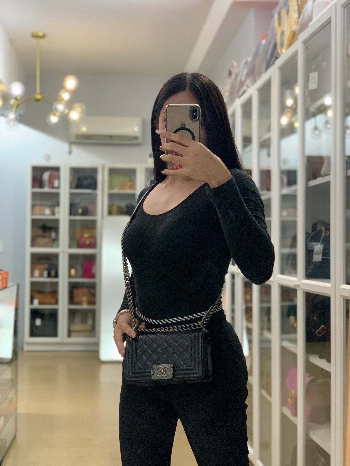 Boy Small in Black Caviar Leather Ruthenium Hardware(Series 29) | Purse Maison Luxury Bags Shop
