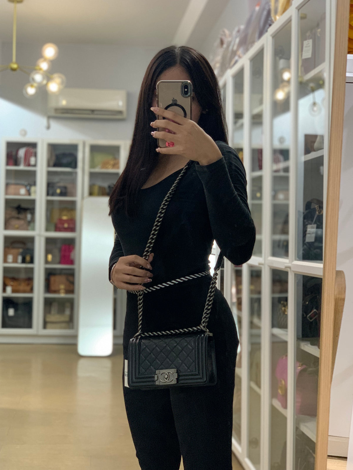 Boy Small in Black Caviar Leather Ruthenium Hardware(Series 29) | Purse Maison Luxury Bags Shop