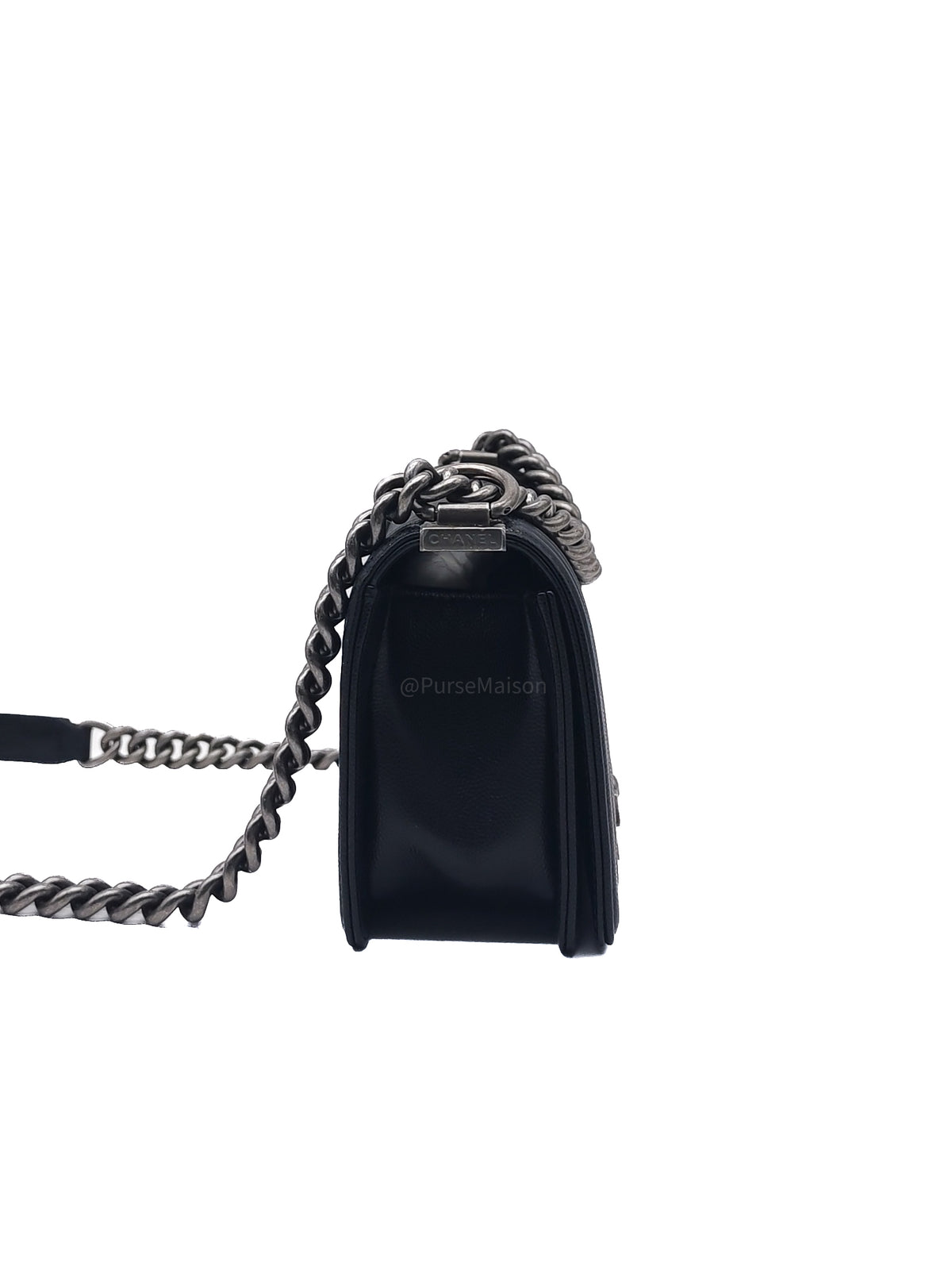 Chanel Le Boy Small in Black Quilted Caviar Leather and Ruthenium Hardware Microchip (TK***XA) | Purse Maison Luxury Bags Shop