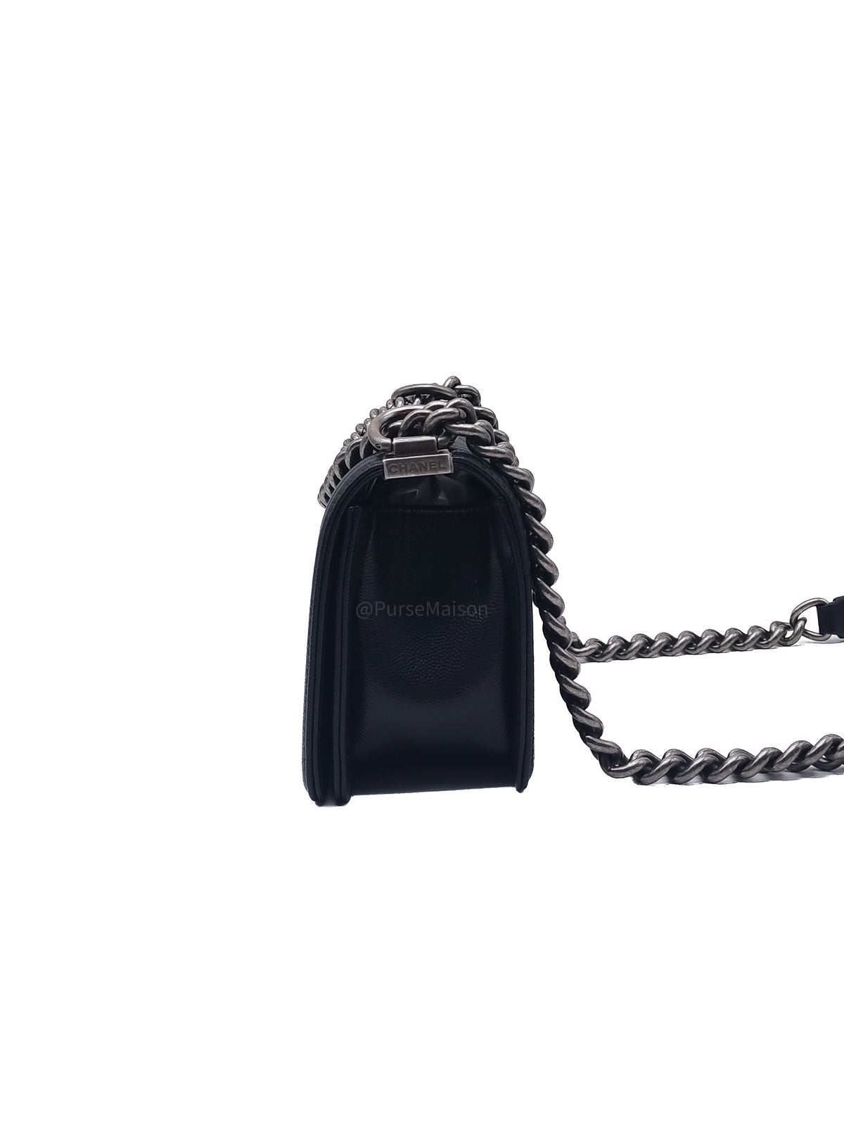 Chanel Le Boy Small in Black Quilted Caviar Leather and Ruthenium Hardware Microchip (TK***XA) | Purse Maison Luxury Bags Shop