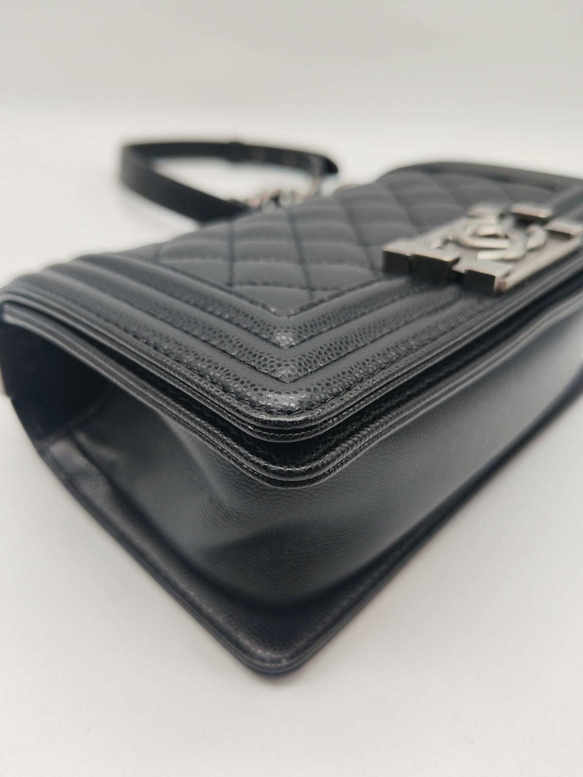 Chanel Le Boy Small in Black Quilted Caviar Leather and Ruthenium Hardware Microchip (TK***XA) | Purse Maison Luxury Bags Shop