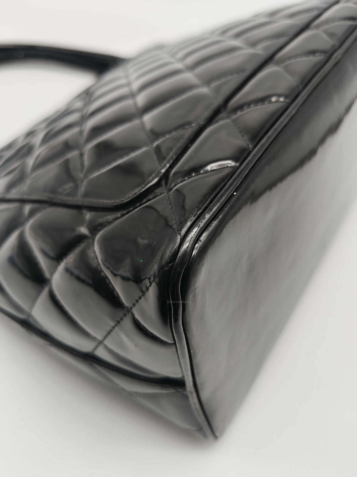 Chanel Medallion Tote Bag in Black Quilted Patent Leather Series 6 | Purse Maison Luxury Bags Shop