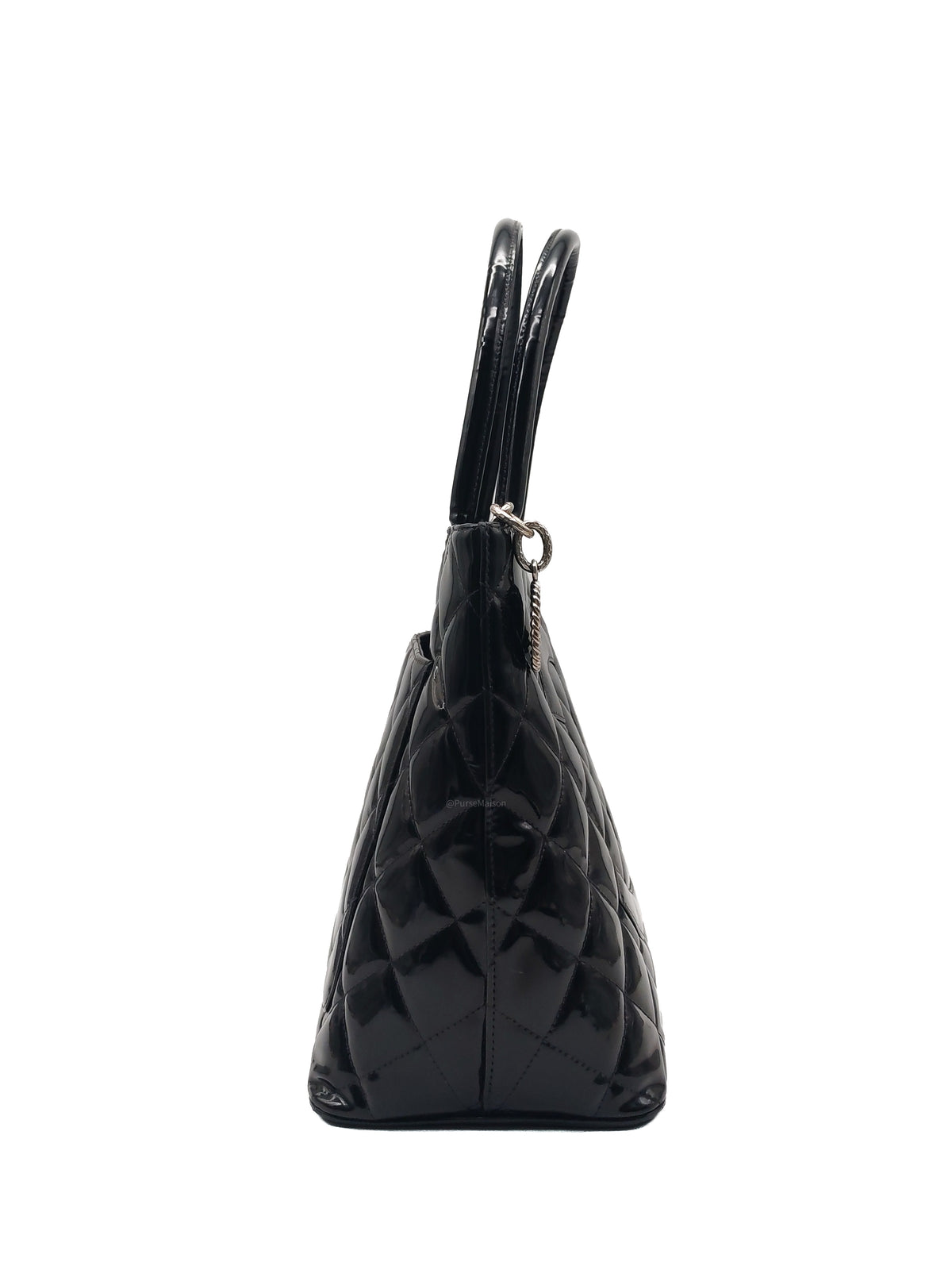 Chanel Medallion Tote Bag in Black Quilted Patent Leather Series 6 | Purse Maison Luxury Bags Shop
