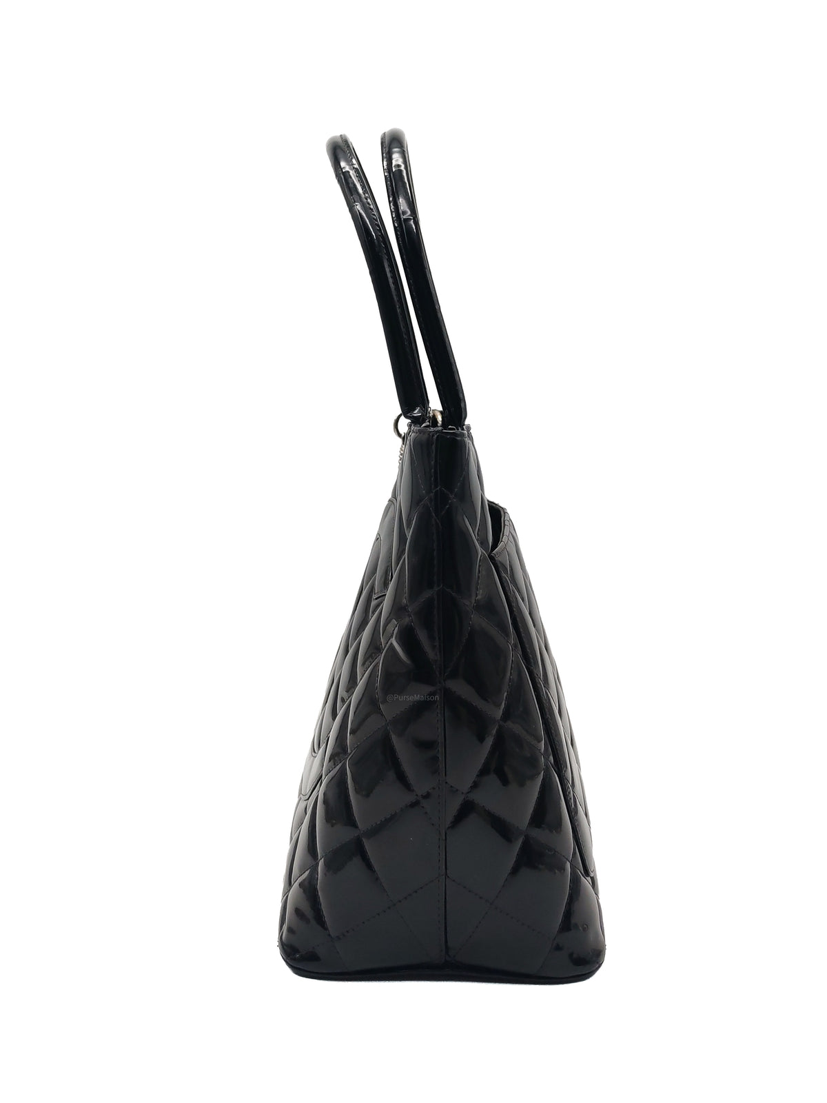 Chanel Medallion Tote Bag in Black Quilted Patent Leather Series 6 | Purse Maison Luxury Bags Shop