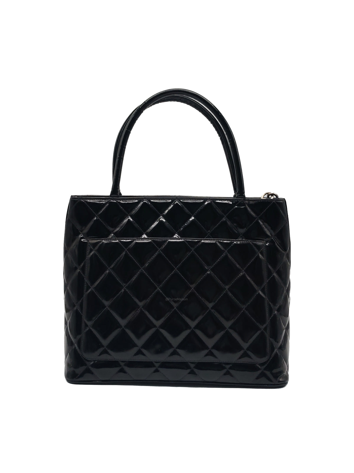 Chanel Medallion Tote Bag in Black Quilted Patent Leather Series 6 | Purse Maison Luxury Bags Shop