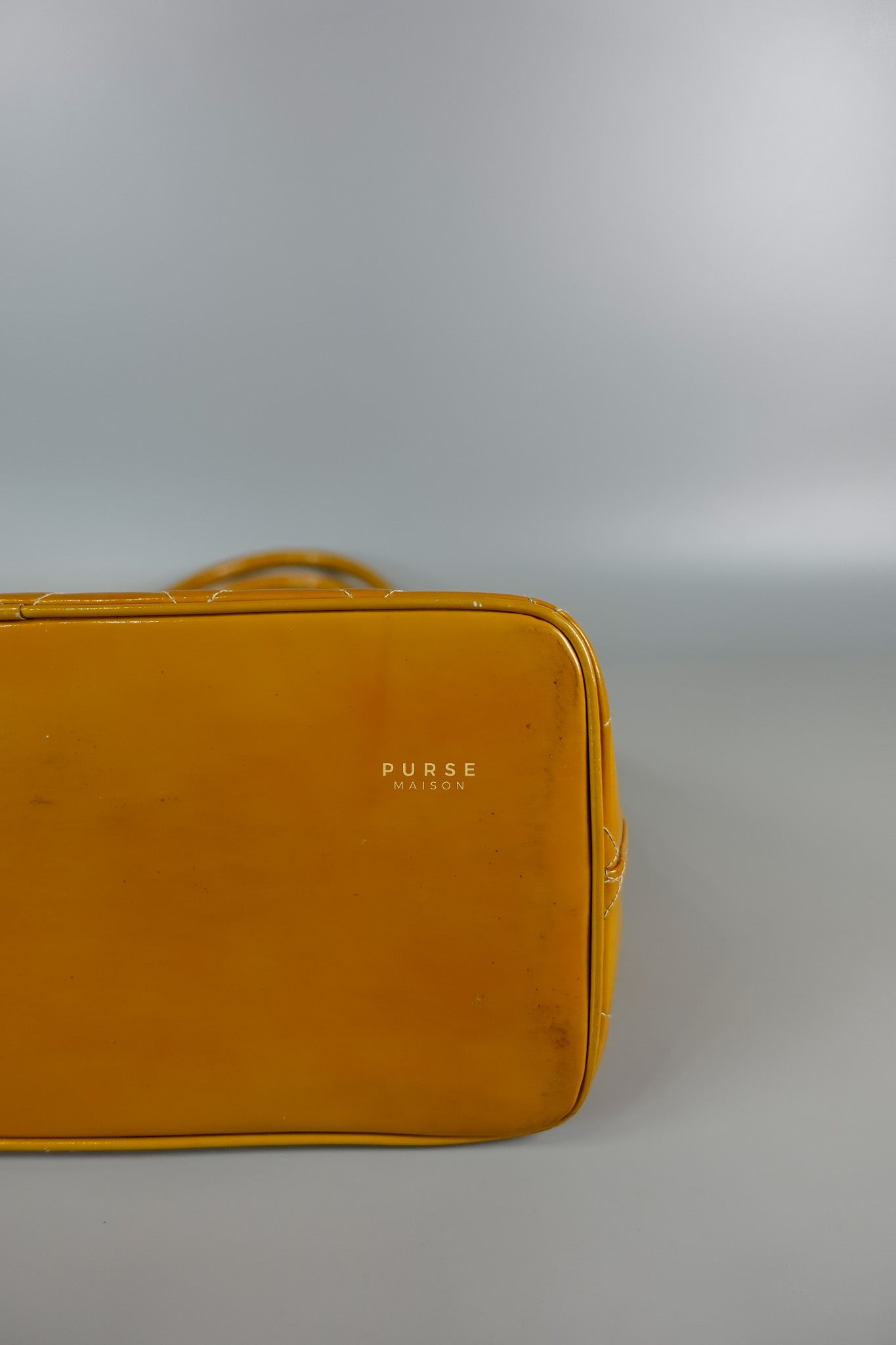 Medallion Yellow Mustard Vintage Patent Leather Handbag and Gold Hardware Series 7 | Purse Maison Luxury Bags Shop