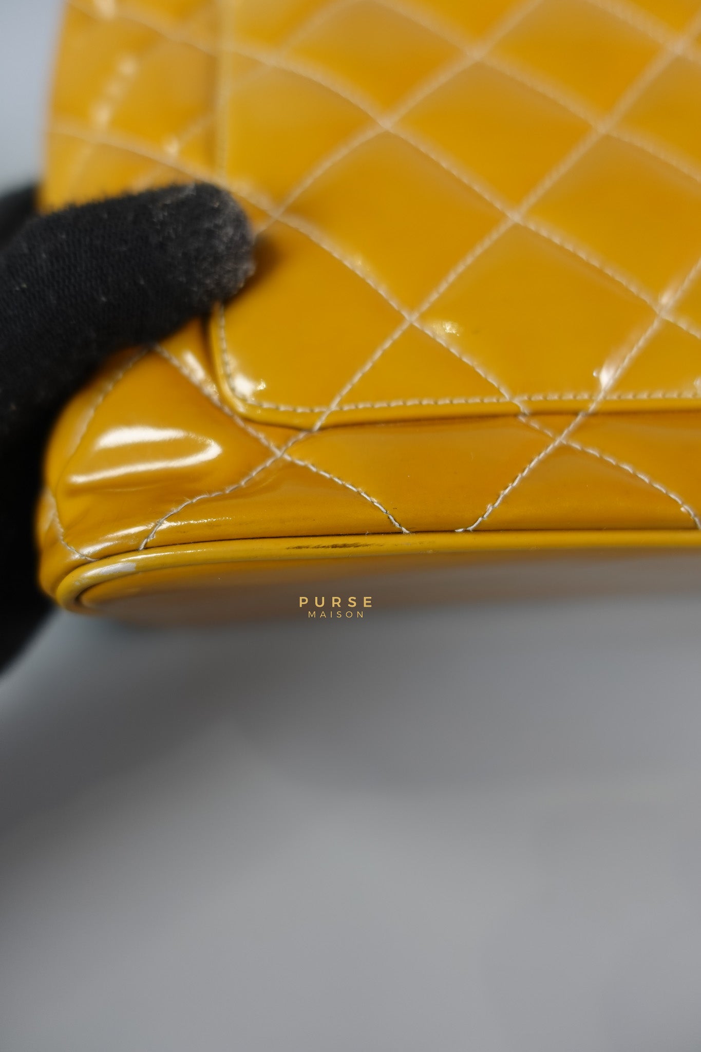 Medallion Yellow Mustard Vintage Patent Leather Handbag and Gold Hardware Series 7 | Purse Maison Luxury Bags Shop