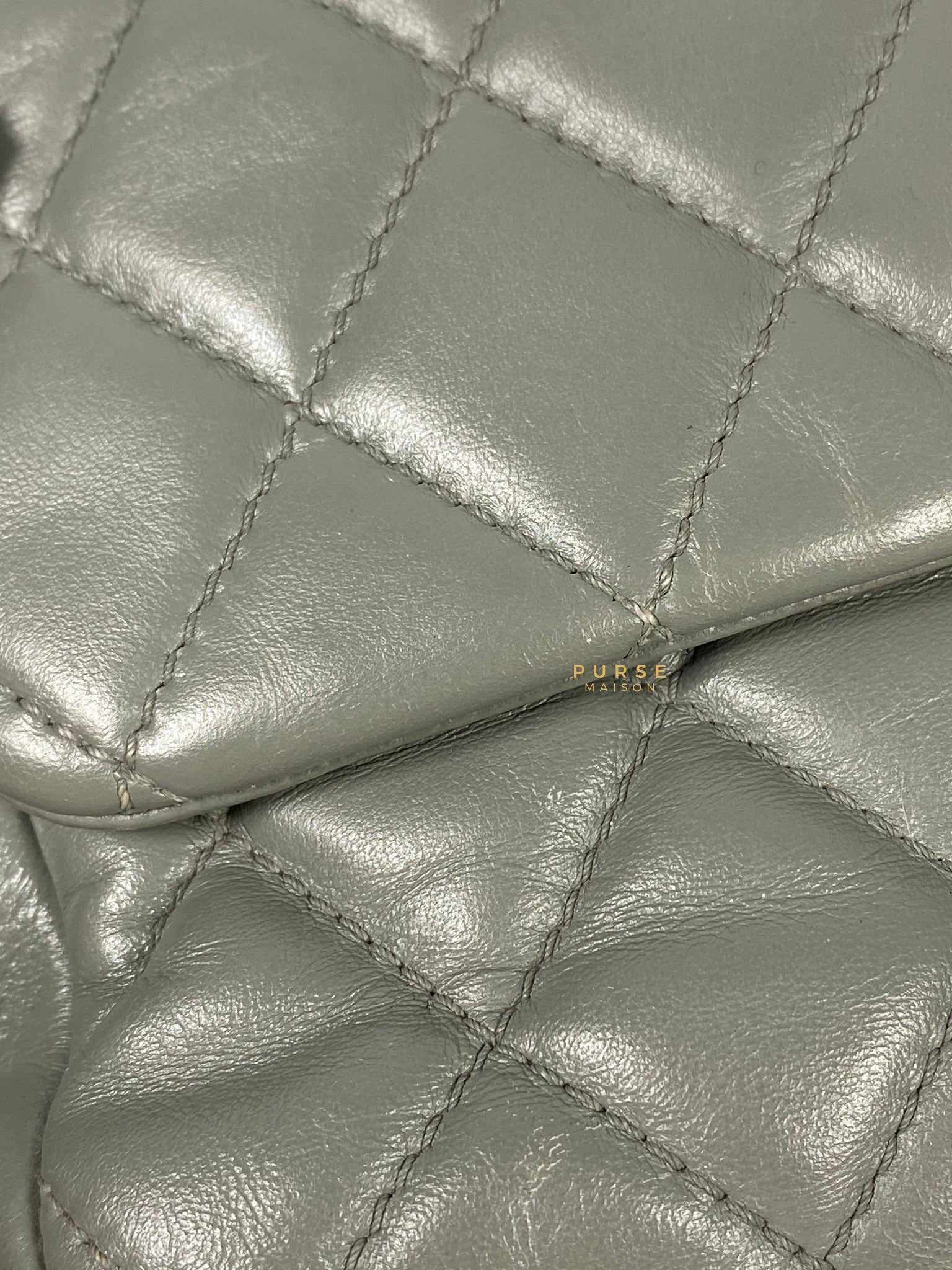 Chanel Medium Coco Rain Flap Lambskin Silver Hardware Series 13 (Gray)