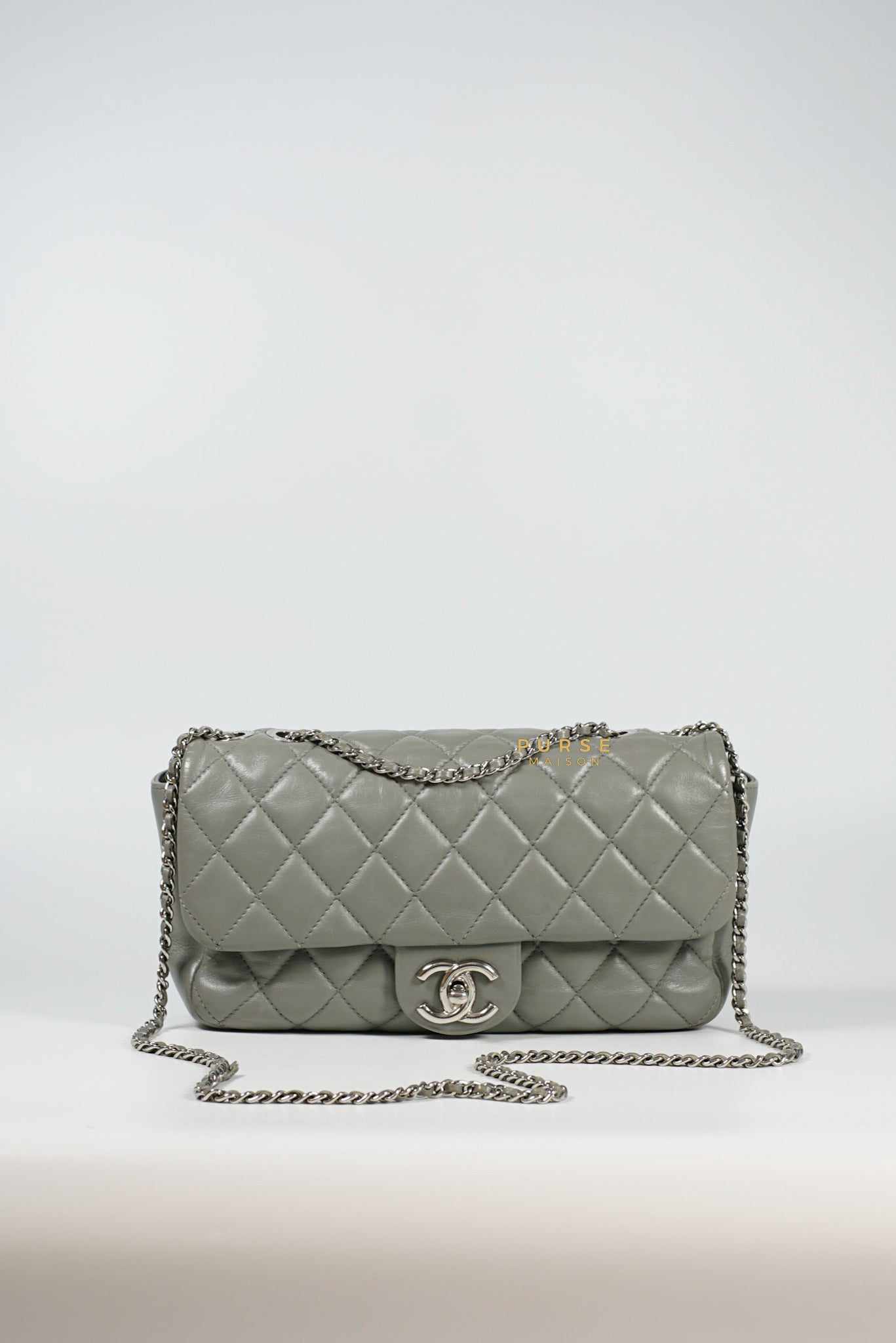 Chanel Medium Coco Rain Flap Lambskin Silver Hardware Series 13 (Gray)